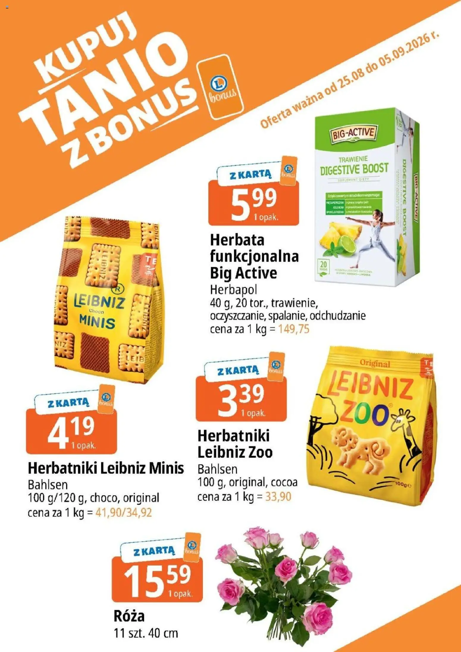 E.Leclerc gazetka - Kupuj Tanio Z Bonus od 25.08.2026 | Strona: 18 | Produkty: Karta, Herbatniki, Herbata