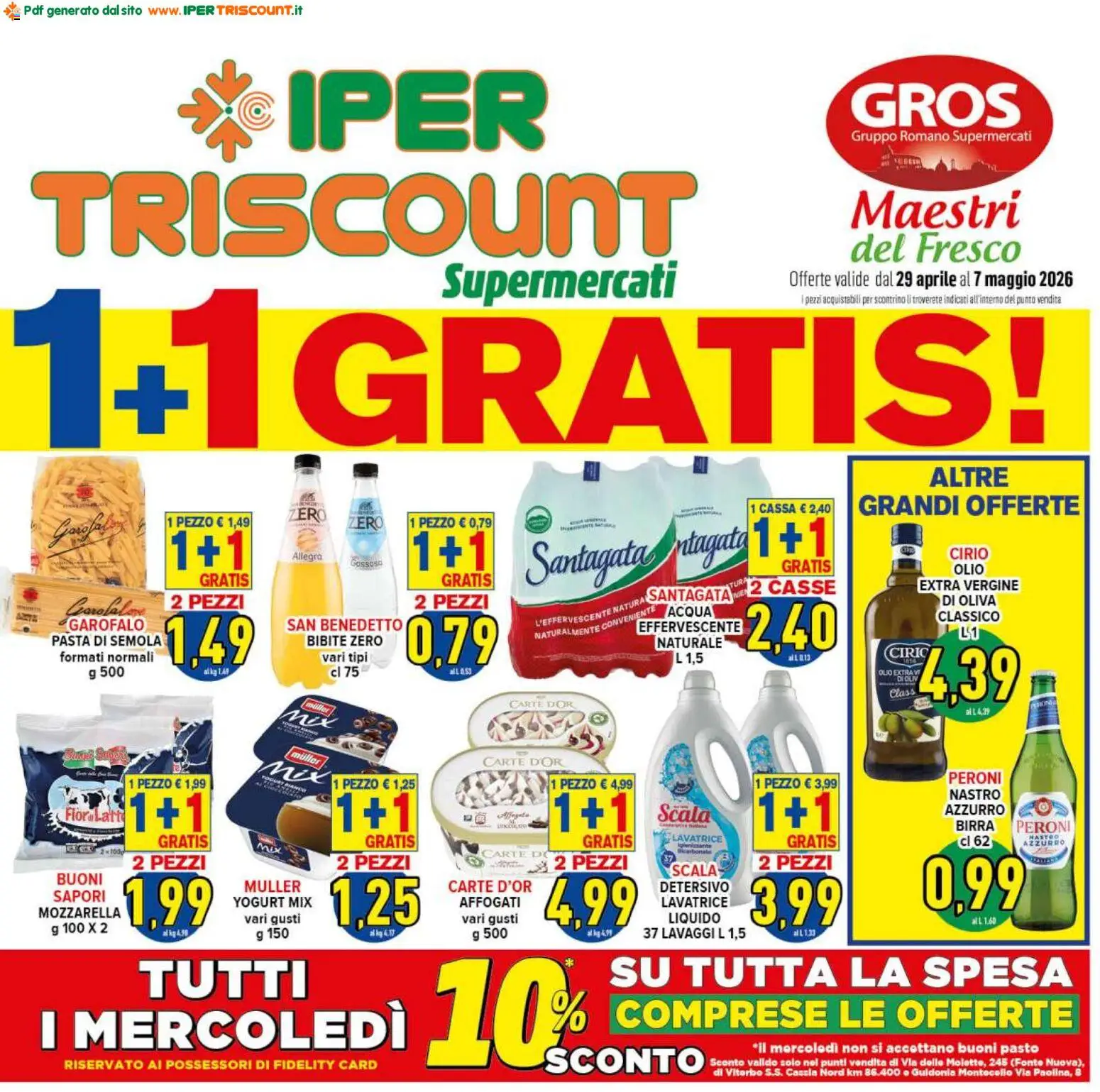 Volantino Ipertriscount del 29.04.2026 | Pagina: 1 | Prodotti: Yogurt, Olio, Pasta, Bibite