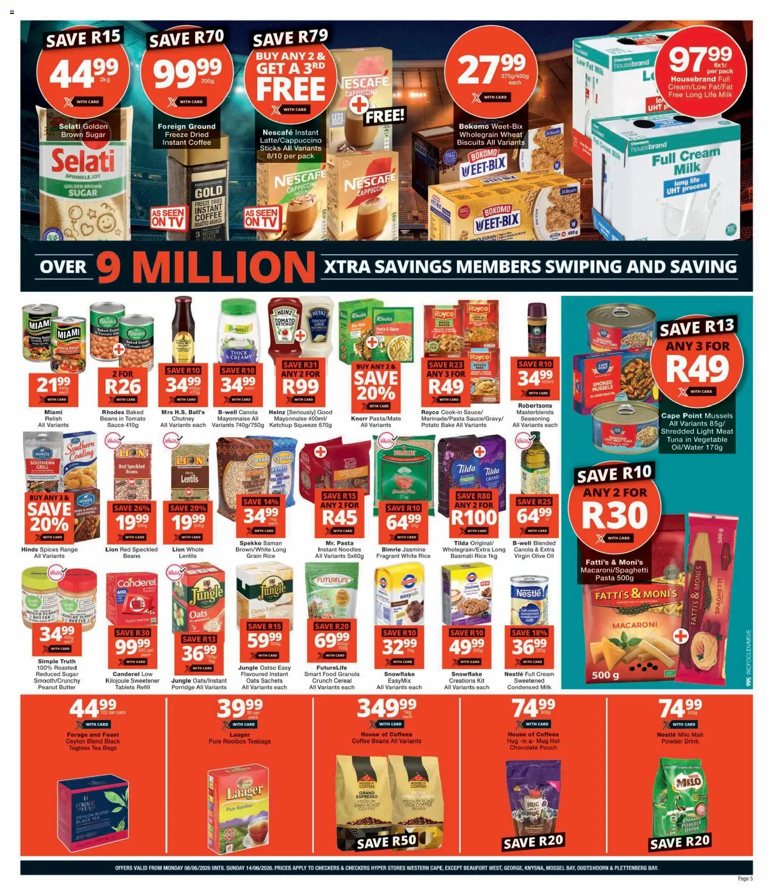 New Checkers catalogue – valid from 08.06.2026 | Page: 5 | Products: Sweetener, Mug, Rice, Tomato sauce