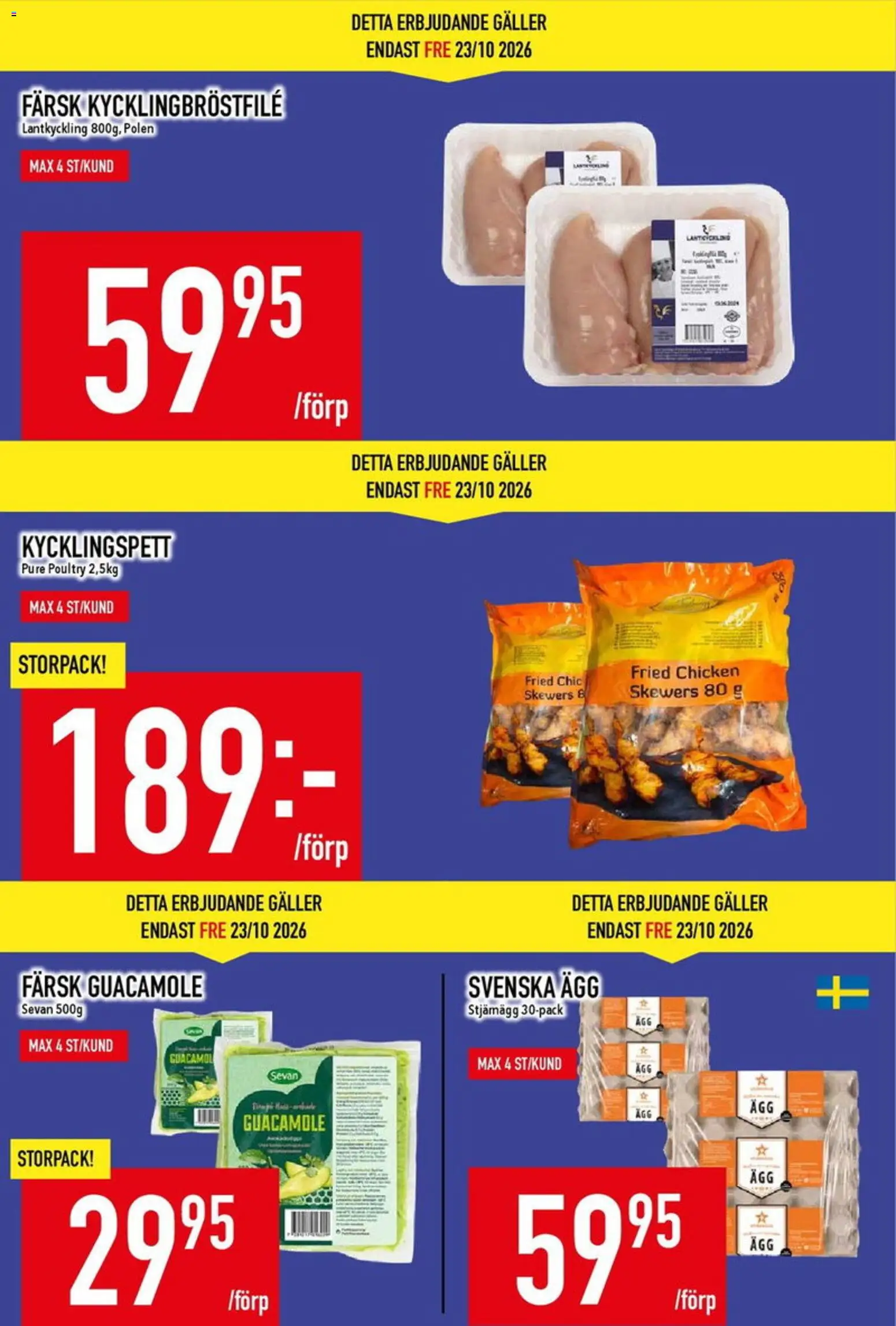 Matdax reklamblad aktuell från 19/10/2026 | Sida: 4 | Produkter: Galler, Ägg, Guacamole, Puré