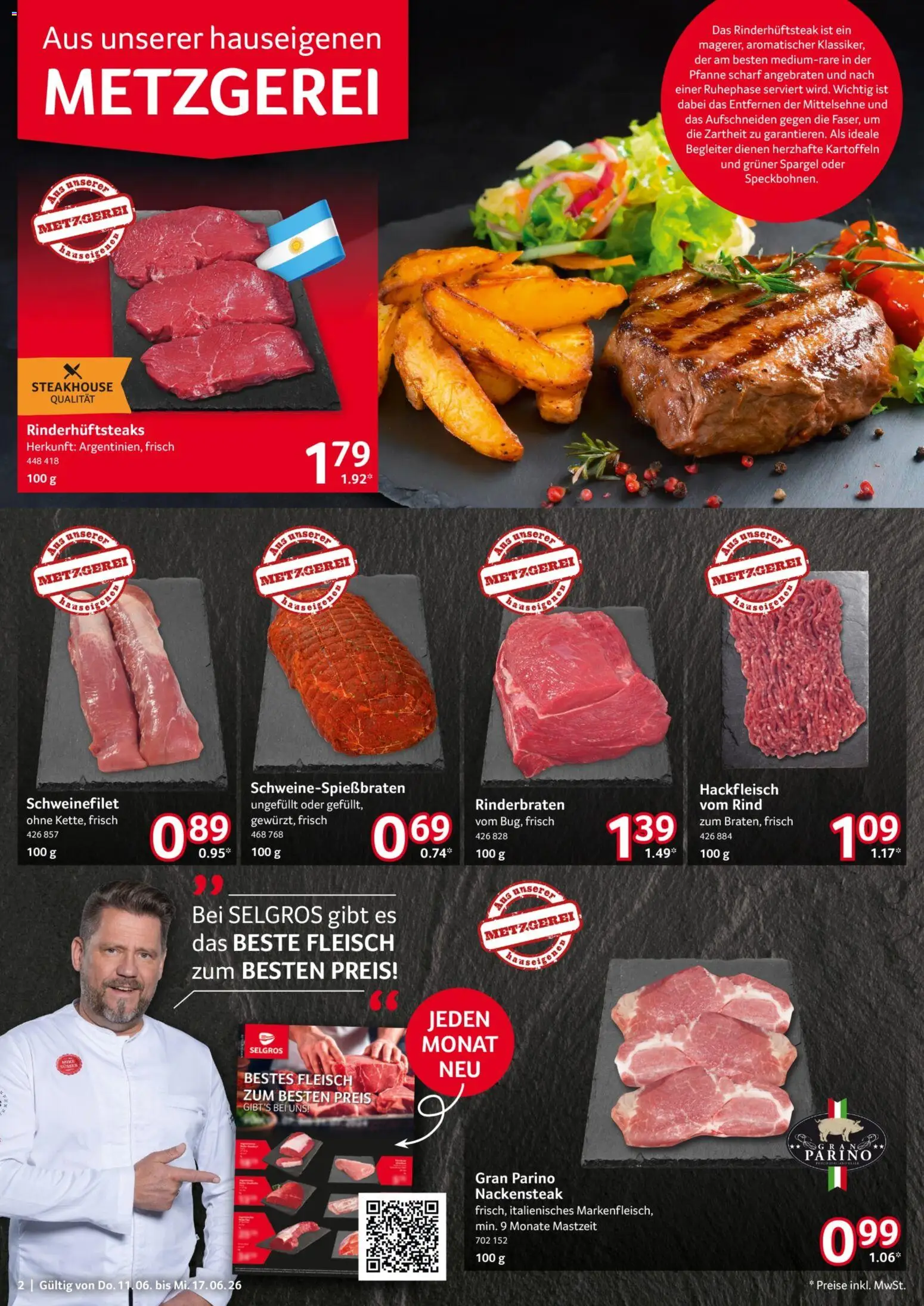 Selgros Prospekt – gültig ab 11.06.2026 | Seite: 2 | Produkte: Spargel, Schweinefilet, Fleisch, Hackfleisch