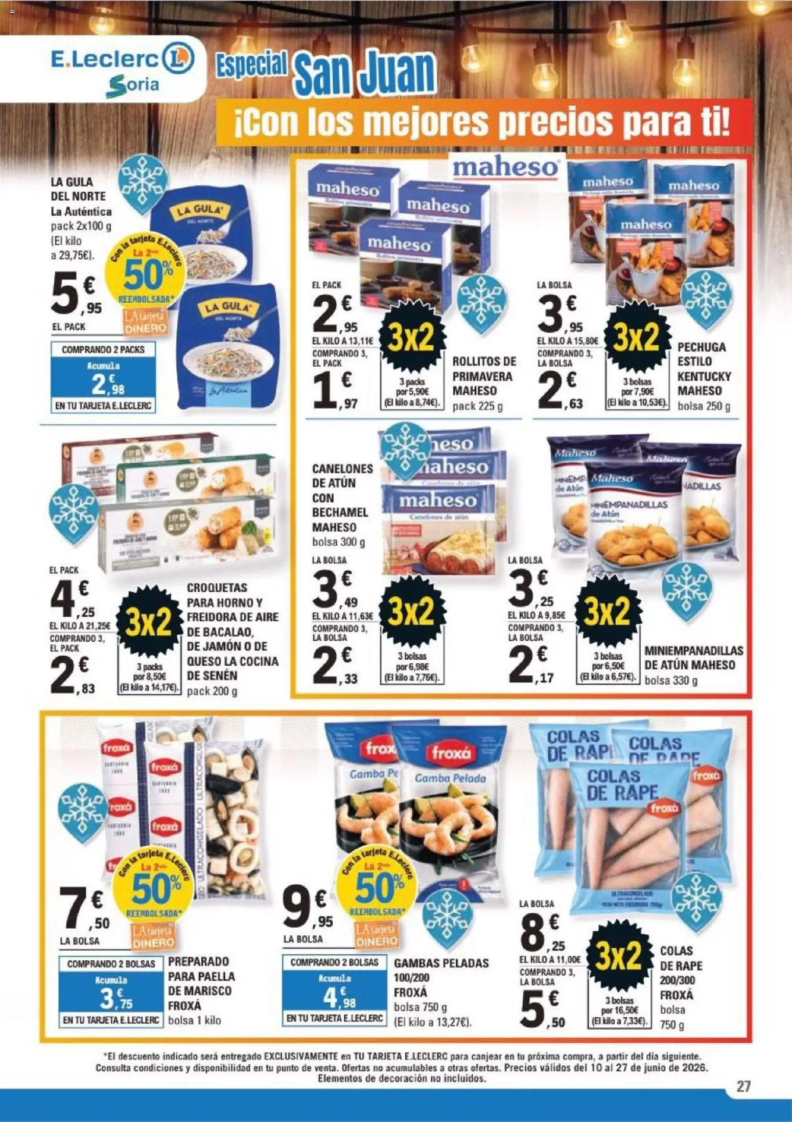 E.Leclerc Soria │ válido desde el 10.06.2026 | Página: 27 | Productos: Queso, Cocina, Freidora, Gamba
