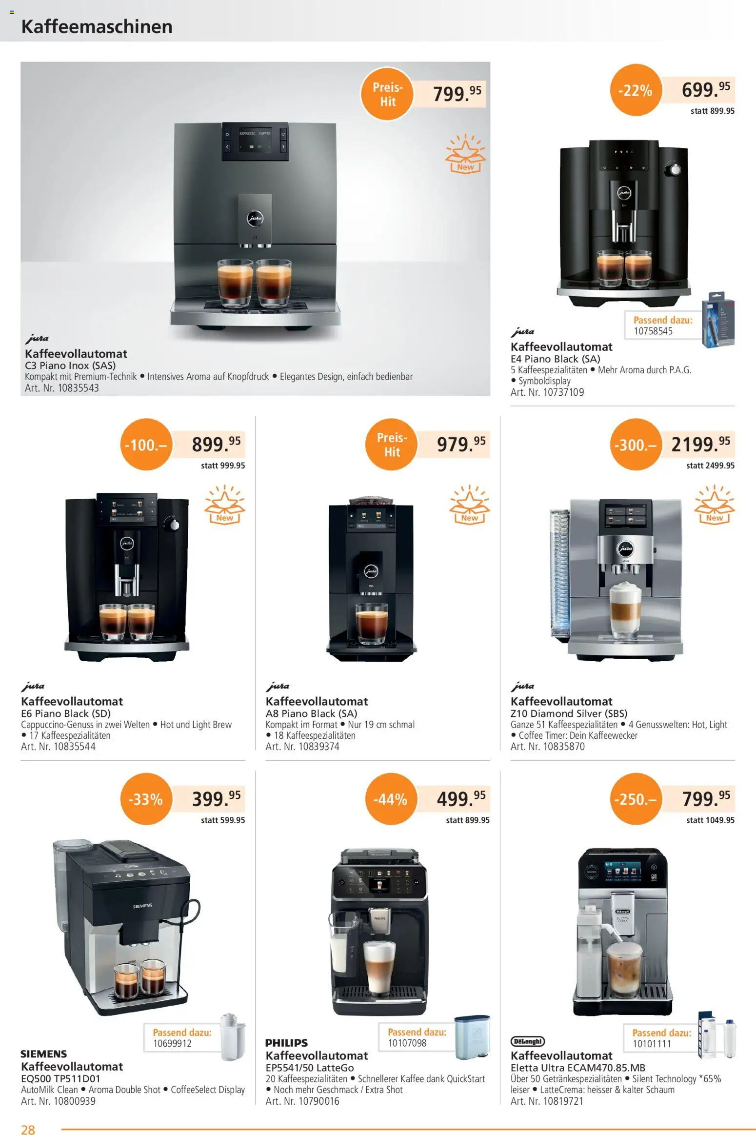 Fust aktionen – gültig ab 26.10.2026 | Seite: 28 | Produkte: Jura, Kaffee, Kaffeevollautomat, Siemens