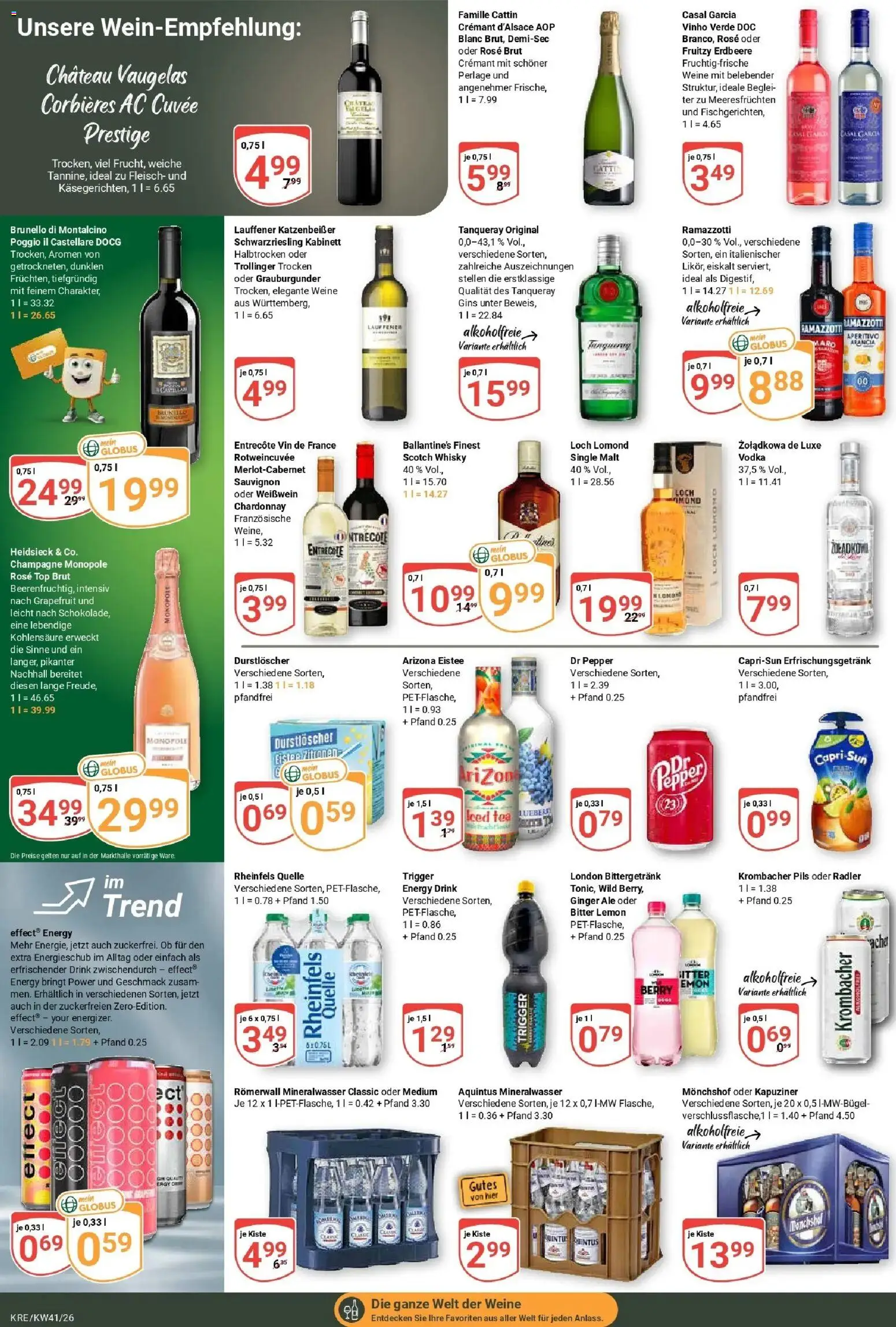 Globus Prospekt Krefeld (ab 05.10.2026) » Angebote online | Seite: 18 | Produkte: Vodka, Fleisch, Zitronen, Rheinfels quelle