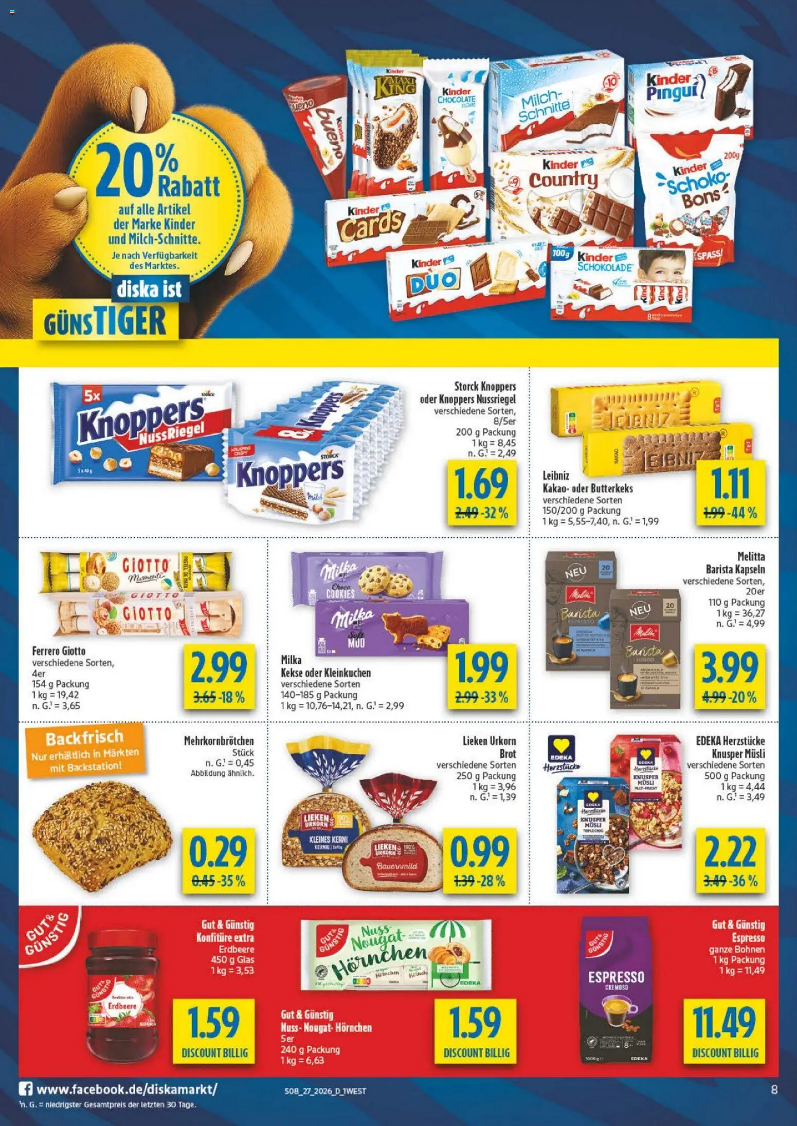 Diska - Diska Angebote Bayern KW27 – gültig ab 29.06.2026 | Seite: 12 | Produkte: Musli, Schokolade, Milka, Knoppers