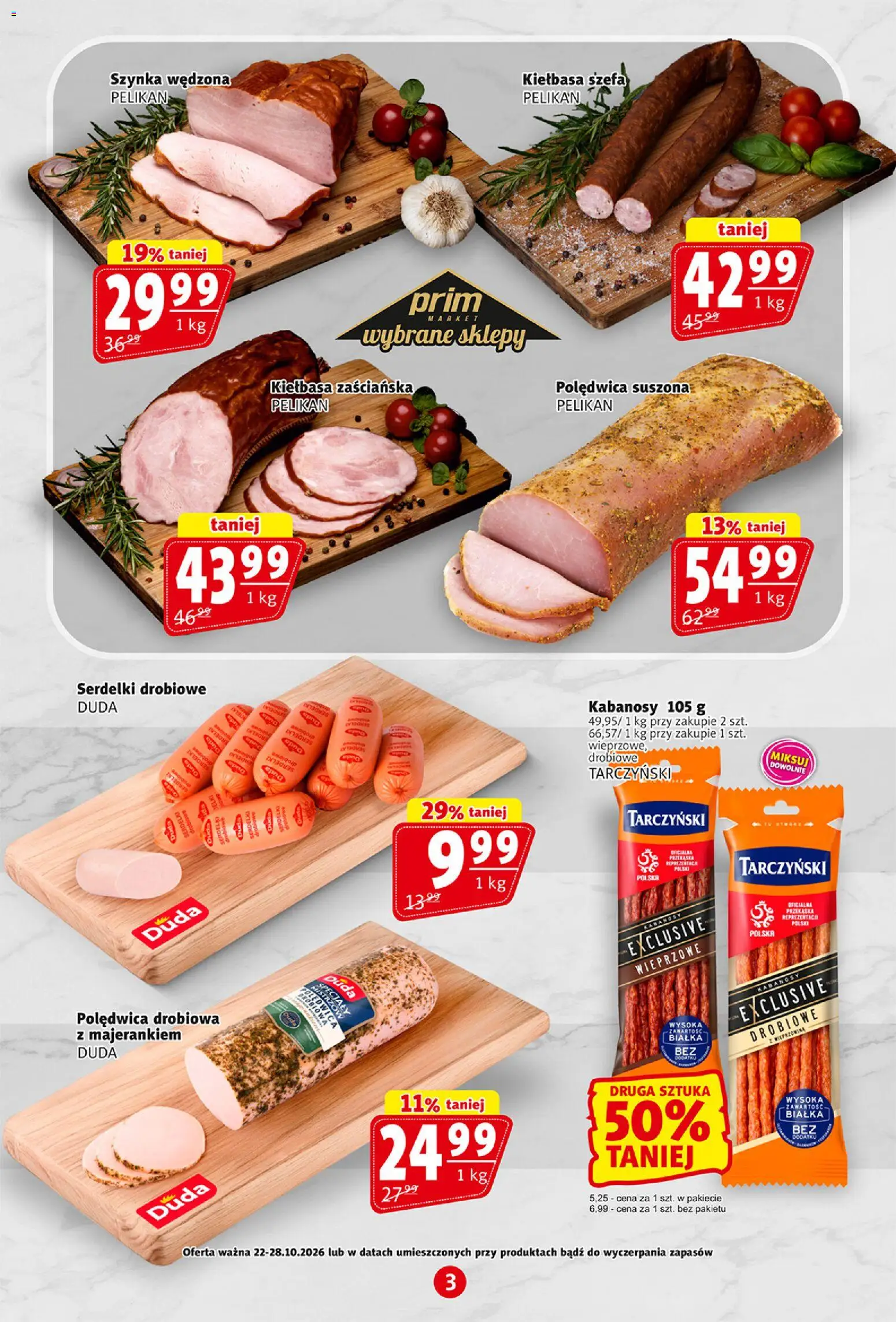 Prim Market gazetka od 22.10.2026 | Strona: 3 | Produkty: Kiełbasa, Specjały, Pepsi, Szynka