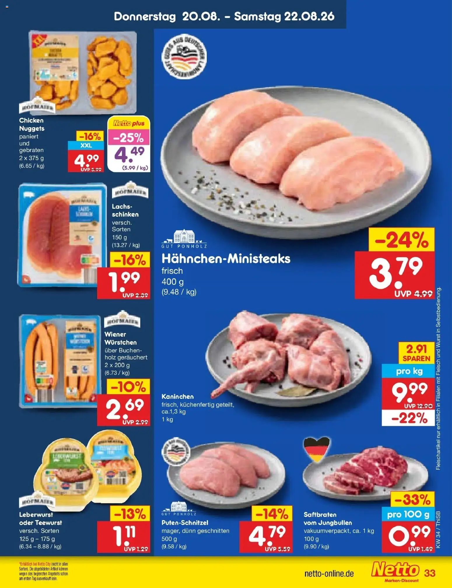 Netto Marken-Discount Prospekt Pirna (ab 17.08.2026) » Angebote | Seite: 51 | Produkte: Kaninchen, Lachs, Wurst, Schinken