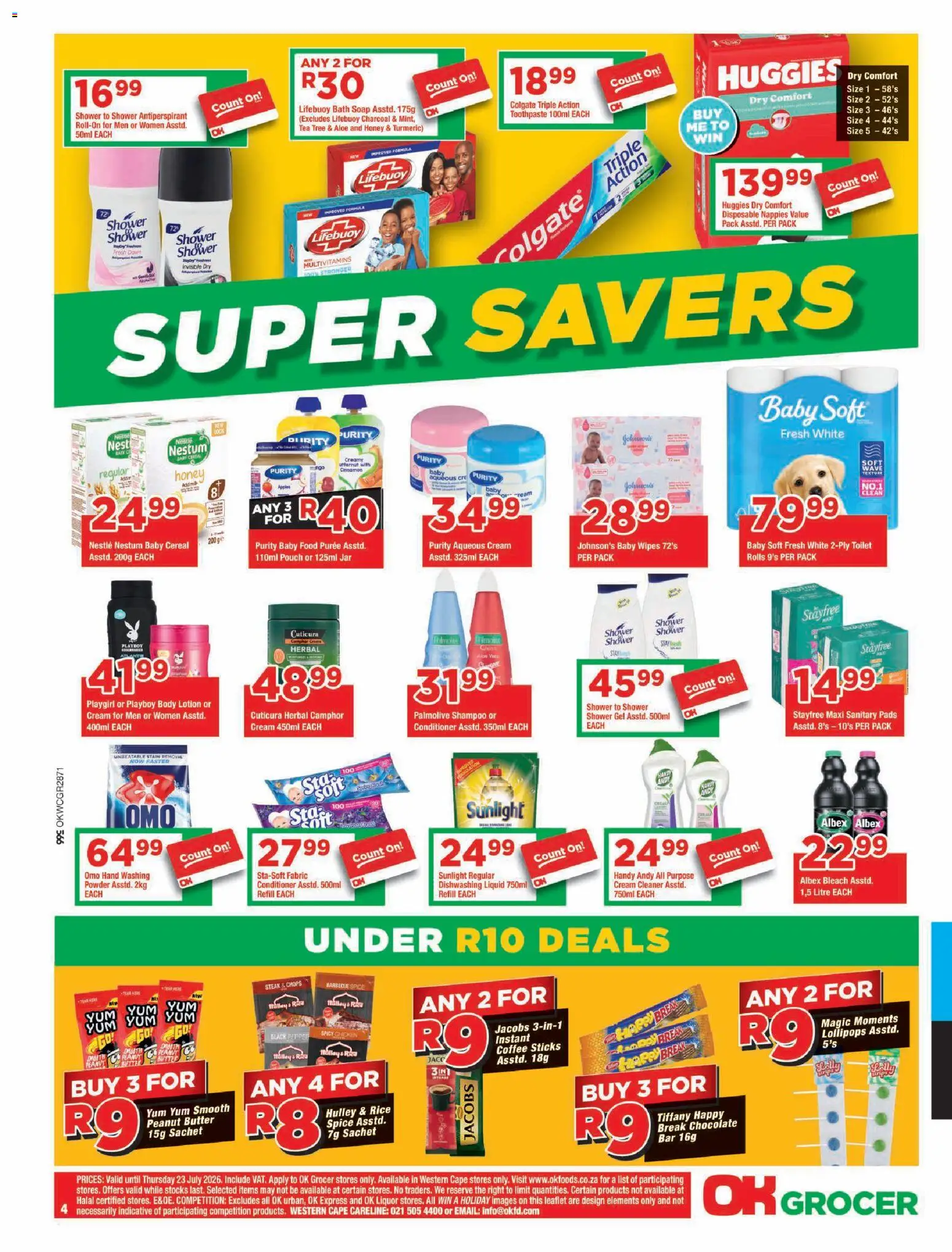 New OK Foods catalogue – valid from 15/07/2026 | Page: 4 | Products: Butter, Chocolate, Chicken, Nappies