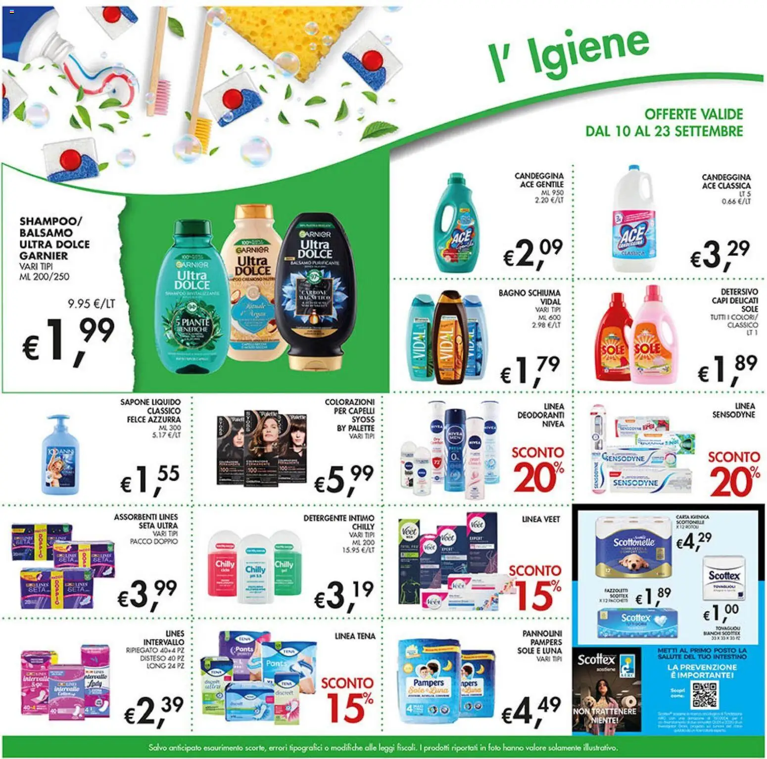 Volantino Coal del 10/09/2026 | Pagina: 22 | Prodotti: Sapone, Candeggina, Pampers, Assorbenti