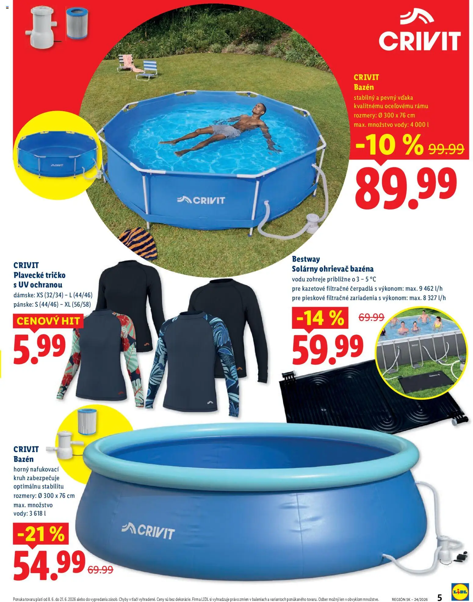 Nové Lidl akcie – leták je platný od 08.06.2026 | Strana: 5 | Produkty: Ohrievač, Bazén, Voda