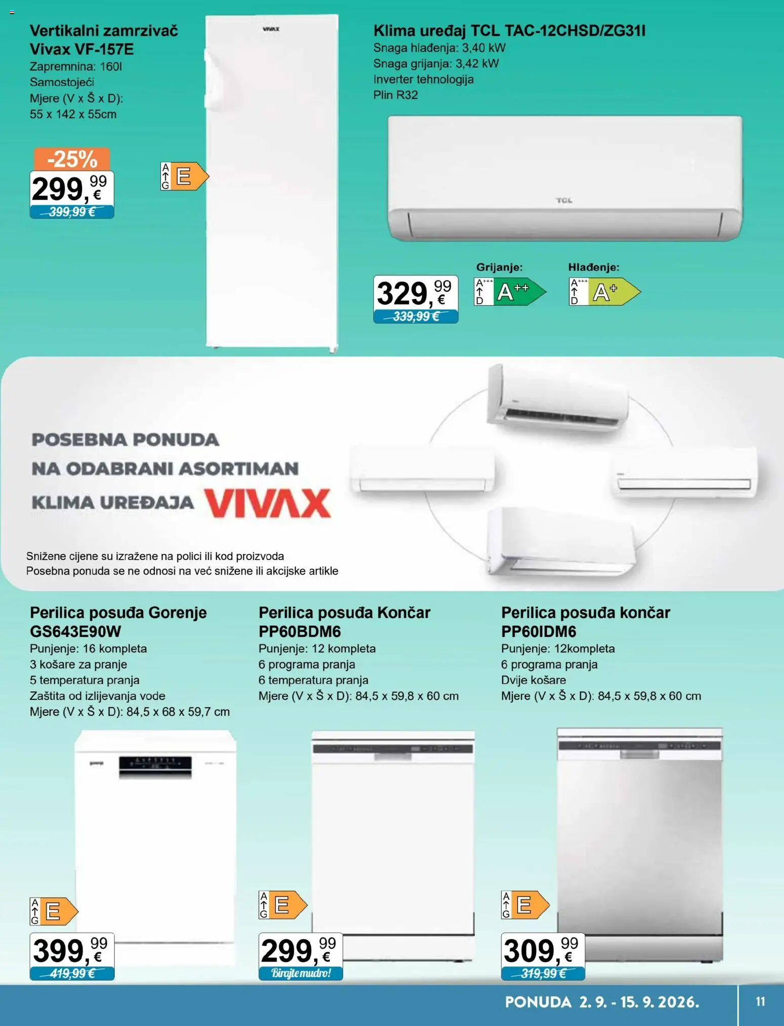 KTC katalog | vrijedi od 02.09.2026 | Stranica: 5 | Proizvodi: Klima uređaj, Perilica posuđa, Klima, Zamrzivač