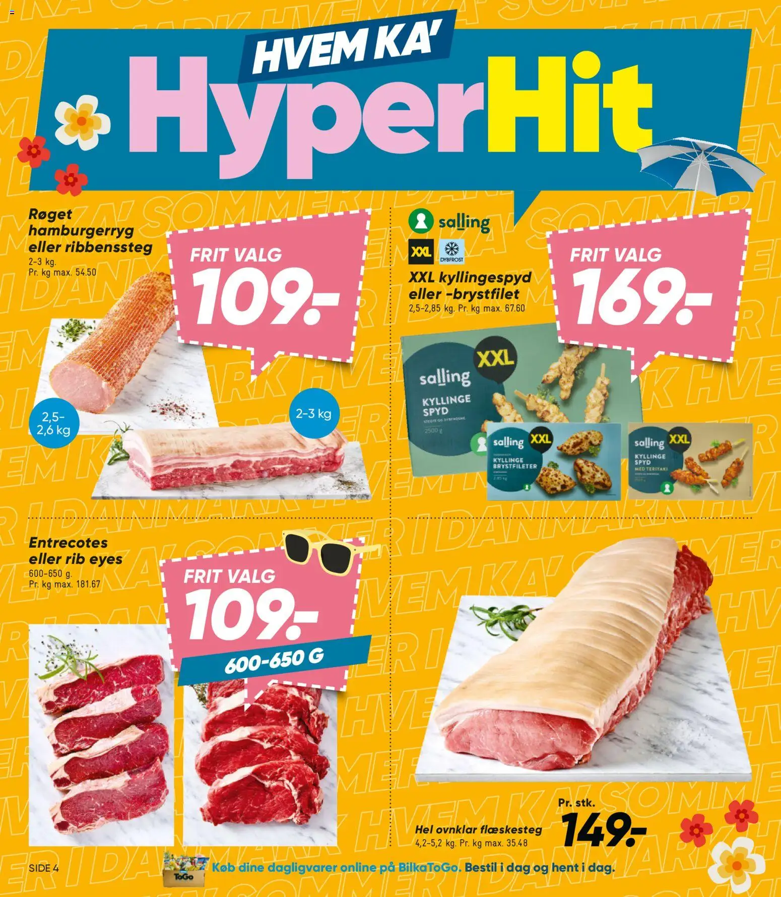 Bilka tilbudsavis – gyldig fra 10/07/2026 | Side: 4 | Produkter: Flæskesteg, Hamburgerryg