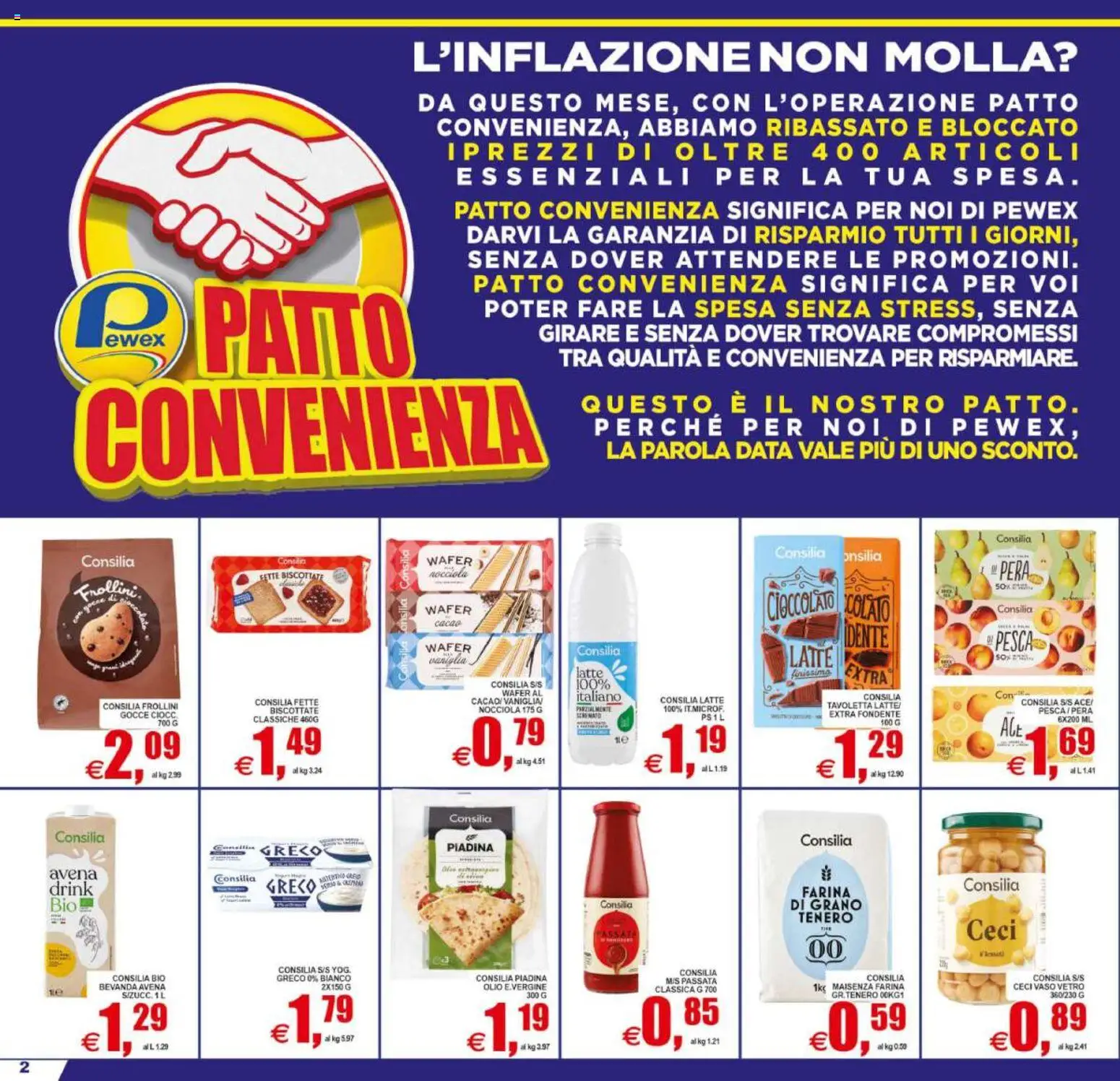Volantino Pewex del 29.05.2026 | Pagina: 2 | Prodotti: Ceci, Latte, Pesca, Fette biscottate