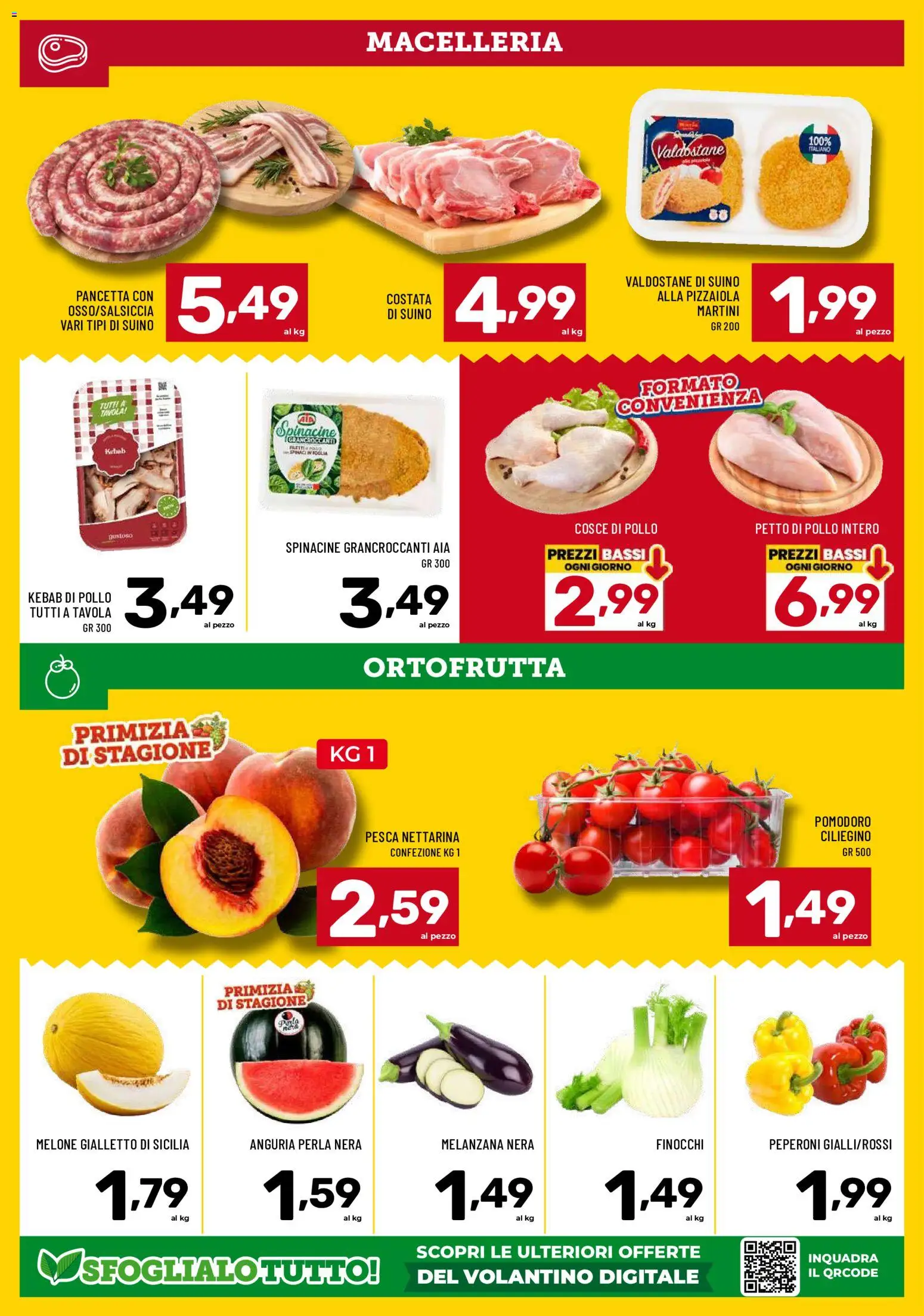 Volantino Il Centesimo del 22.05.2026 | Pagina: 4 | Prodotti: Pancetta, Suino, Pesca nettarina, Anguria