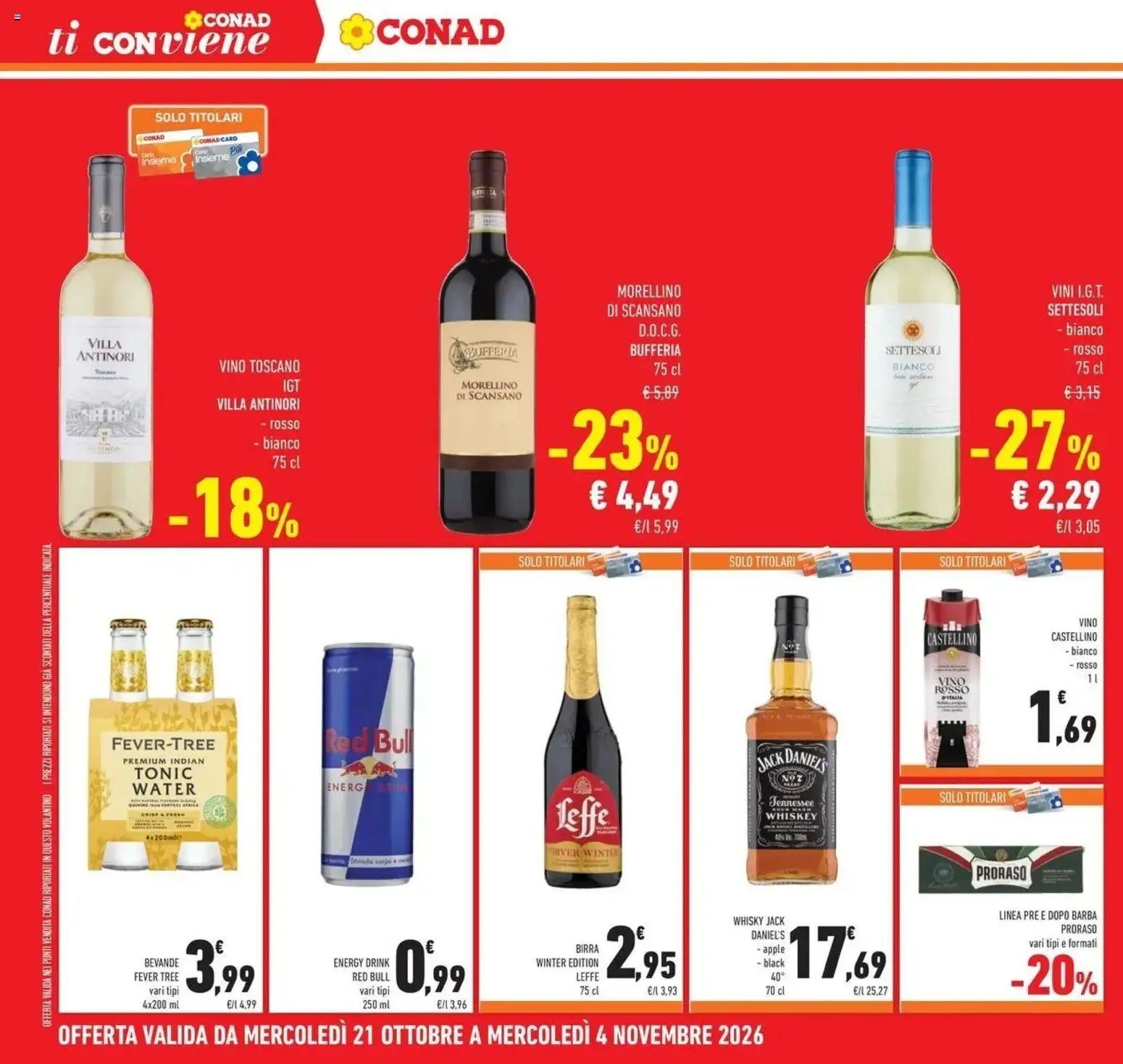 Volantino Conad del 21/10/2026 | Pagina: 41 | Prodotti: Birra, Whisky, Bevande, Jack Daniel’s