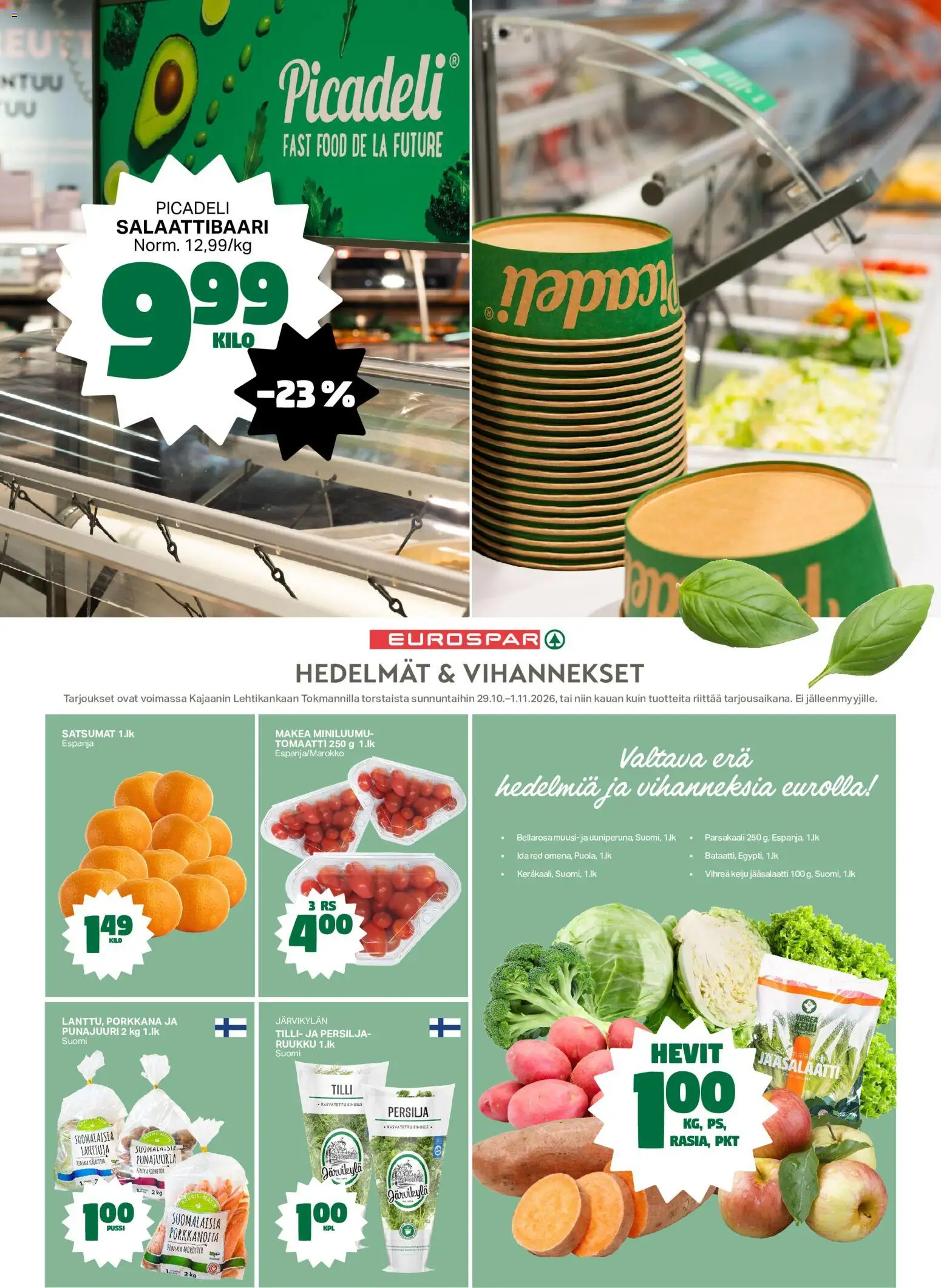 Tokmanni Eurospar Kajaani – voimassa 29/10/2026 alkaen | Sivu: 2 | Tuotteet: Parsakaali, Persilja, Porkkana, Punajuuri