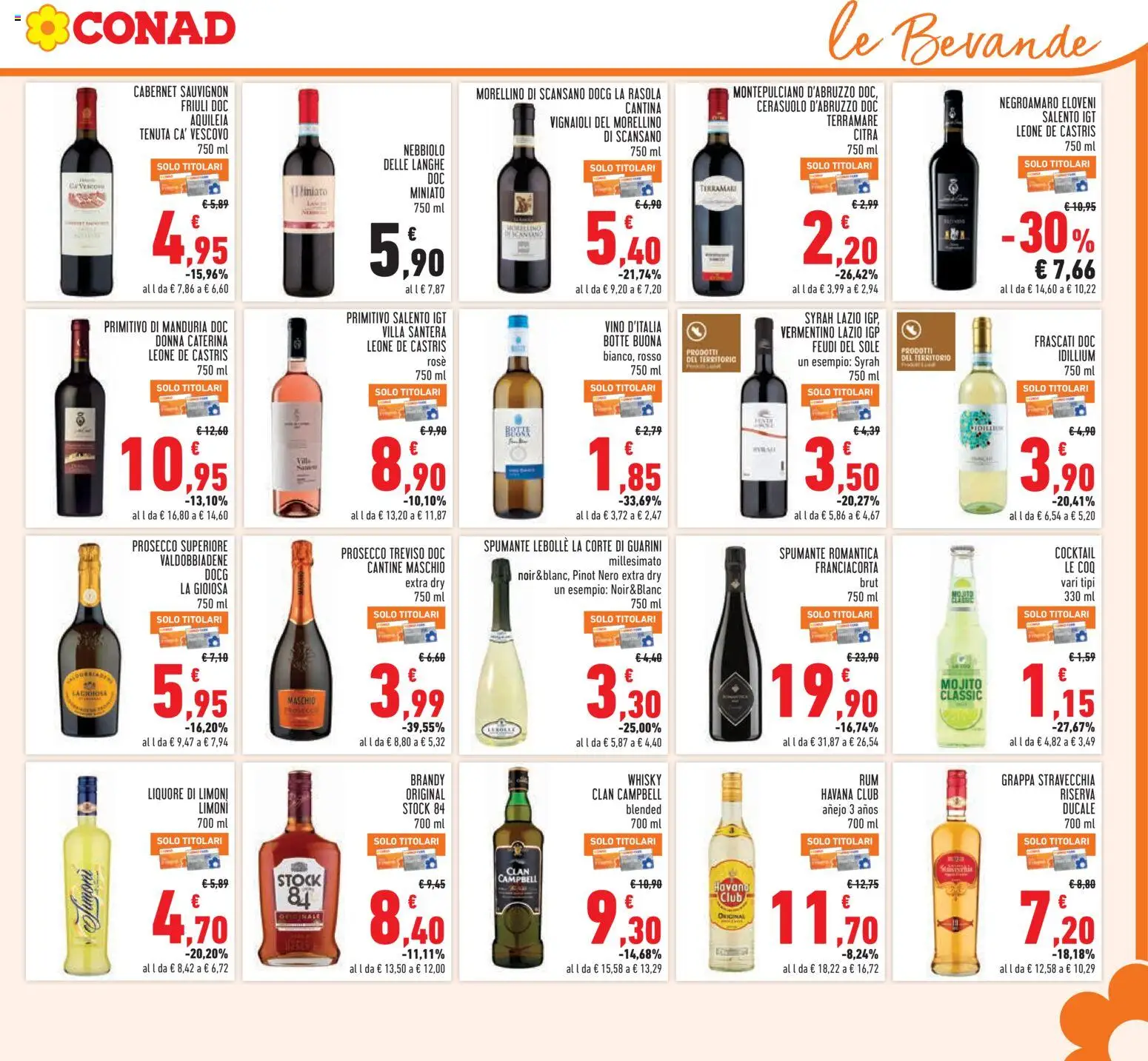 Volantino Conad del 22.04.2026 | Pagina: 21 | Prodotti: Prosecco, Spumante, Liquore, Brandy