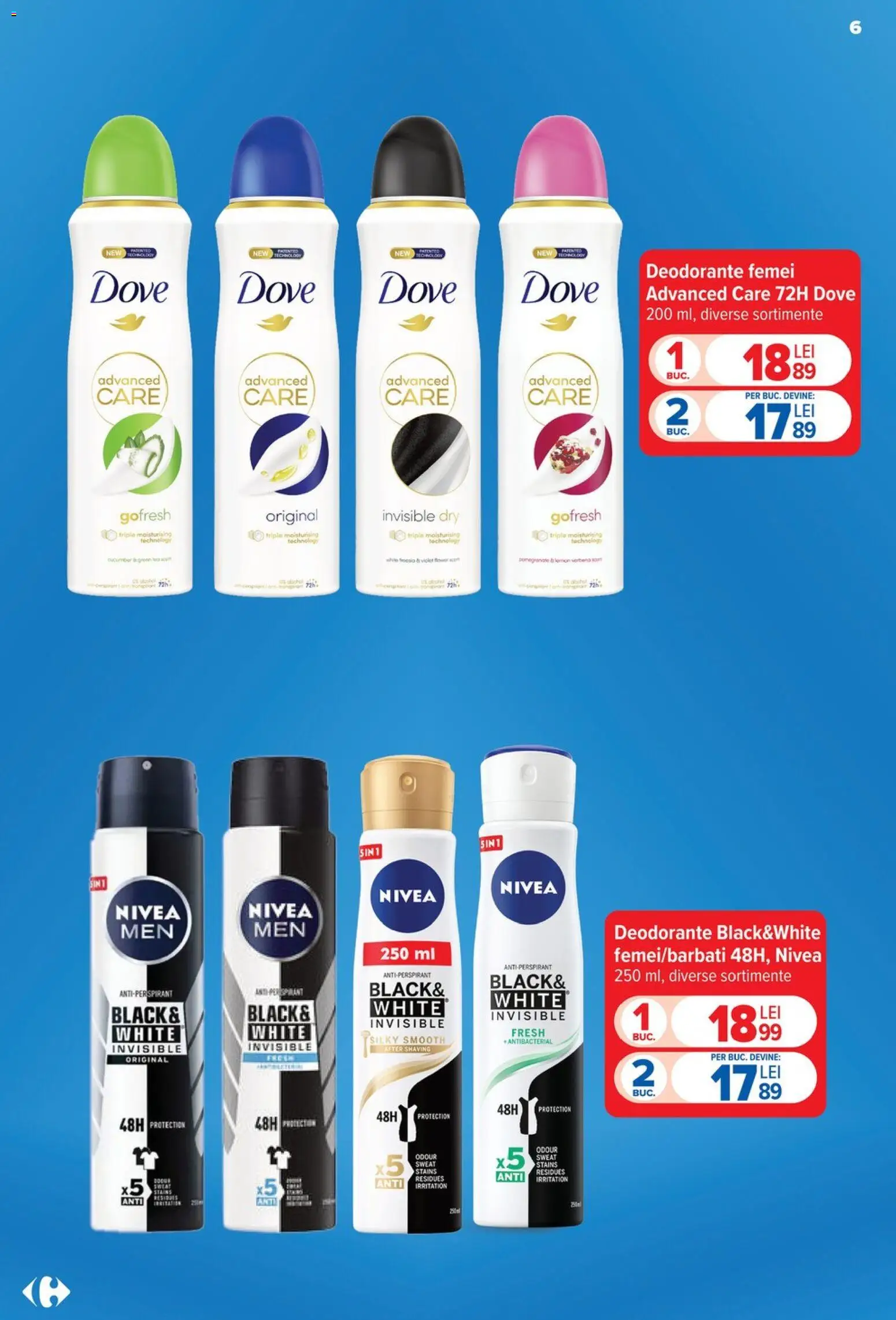 Noul catalog Carrefour – valabil de la 19.08.2026 | Pagină: 6 | Produse: Nivea, Antiperspirant