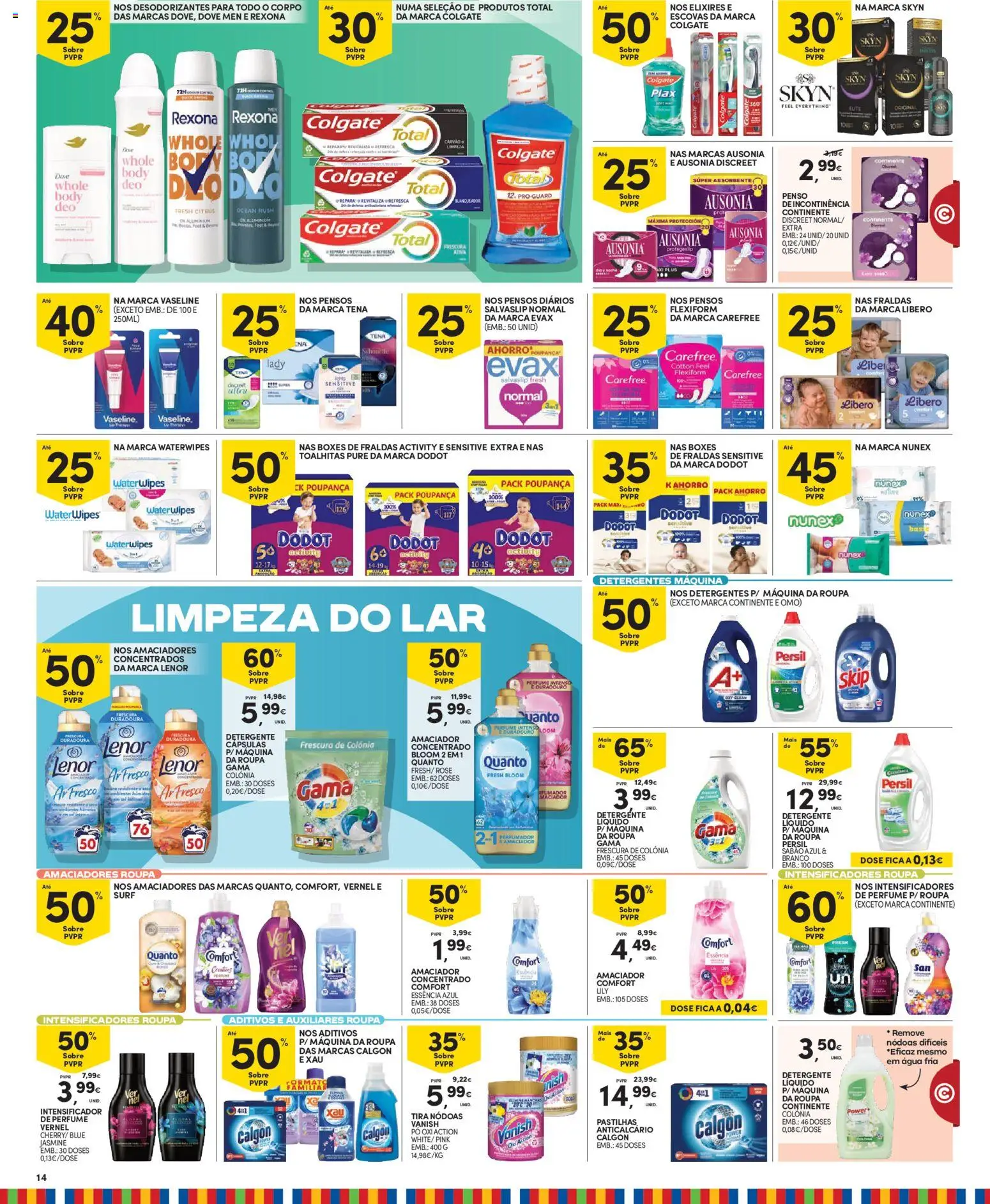 Continente folheto Madeira │ válido de 27/10/2026 | Página: 14 | Produtos: Agua, Fraldas, Detergente, Persil