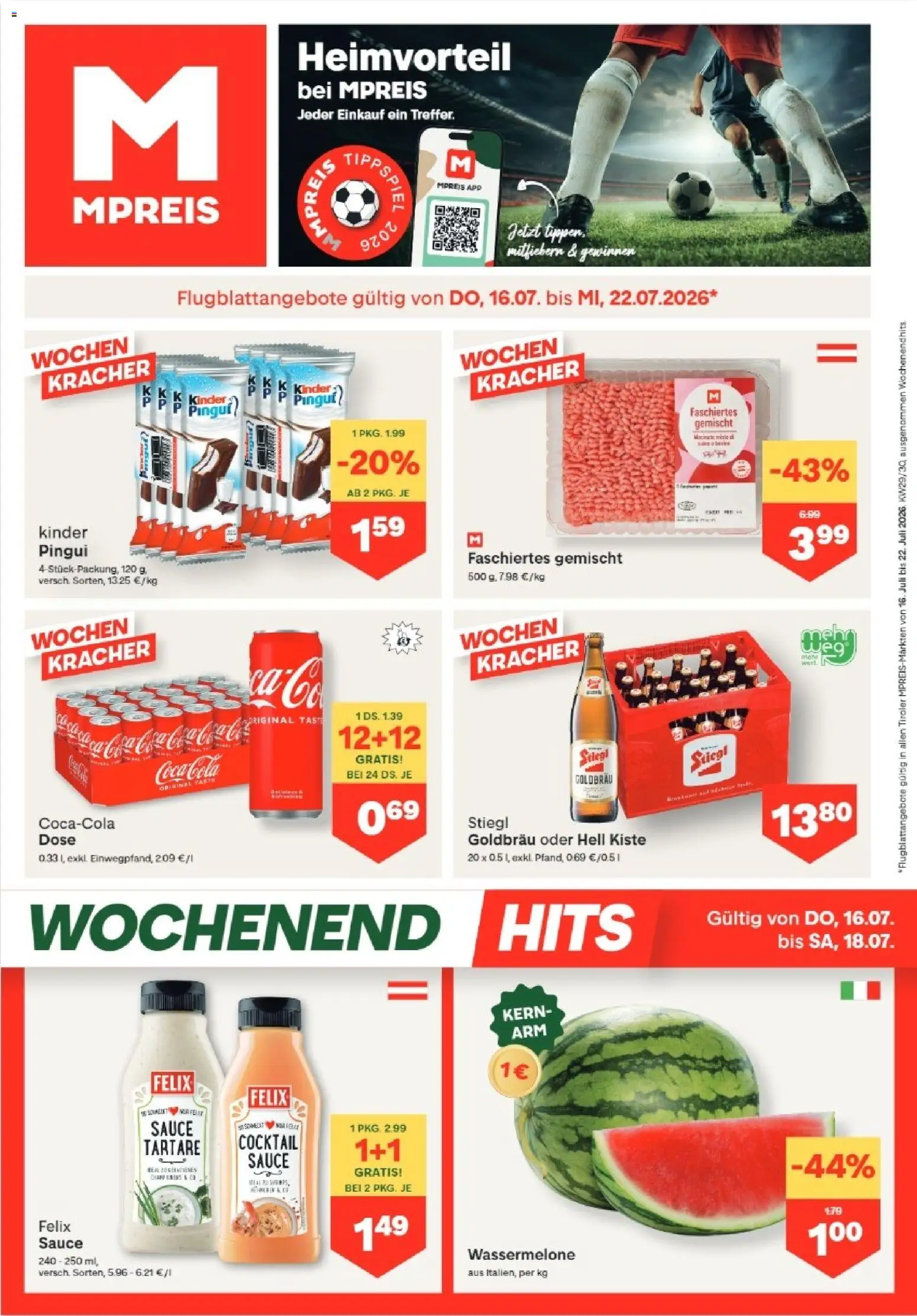 MPREIS Absam gültig ab 16.07.2026 | Seite: 1 | Produkte: Wassermelone