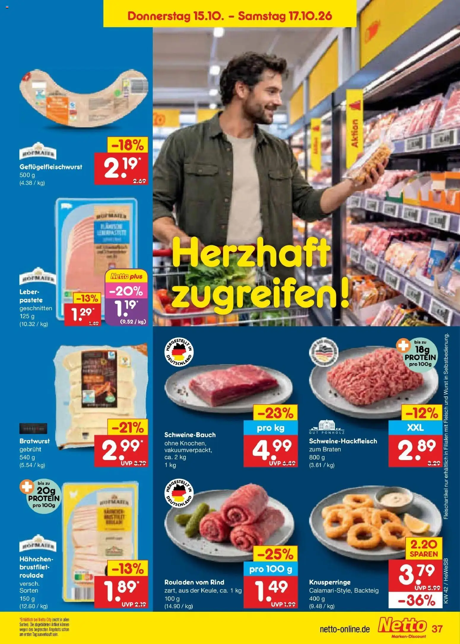 Netto Marken-Discount Prospekt Hamburg (ab 12.10.2026) » Angebote | Seite: 51 | Produkte: Hahnchen, Schweinebauch, Bratwurst, Fleisch