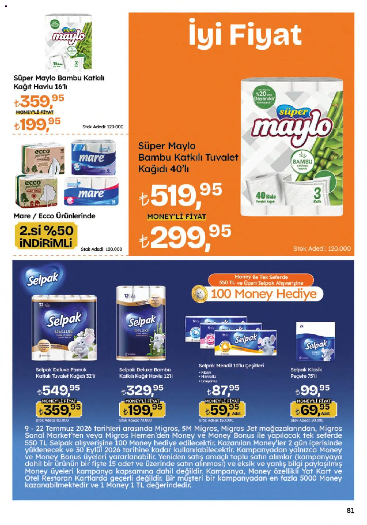 Migros Katalog - Migroskop - 09 Temmuz 2026 tarihinden itibaren geçerlidir | Sayfa: 81 | Ürünler: Tuvalet, Kağıt havlu, Tuvalet kağıdı
