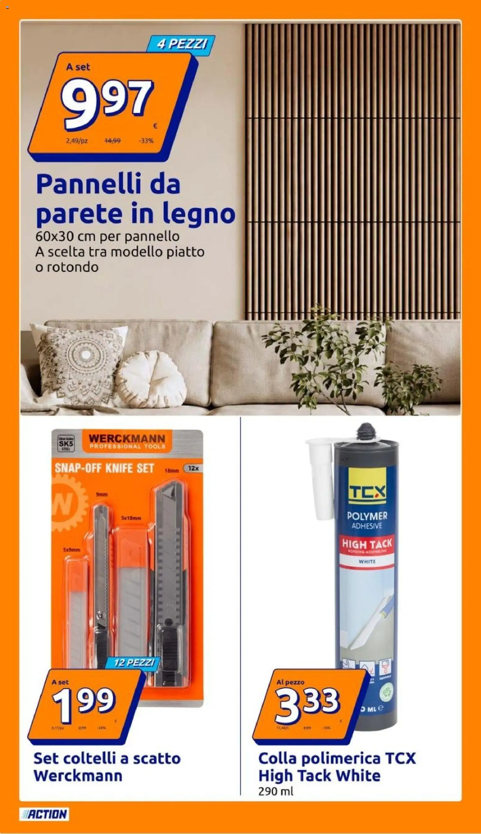 Volantino Action del 12/08/2026 | Pagina: 10 | Prodotti: Colla, Piatto, Coltelli