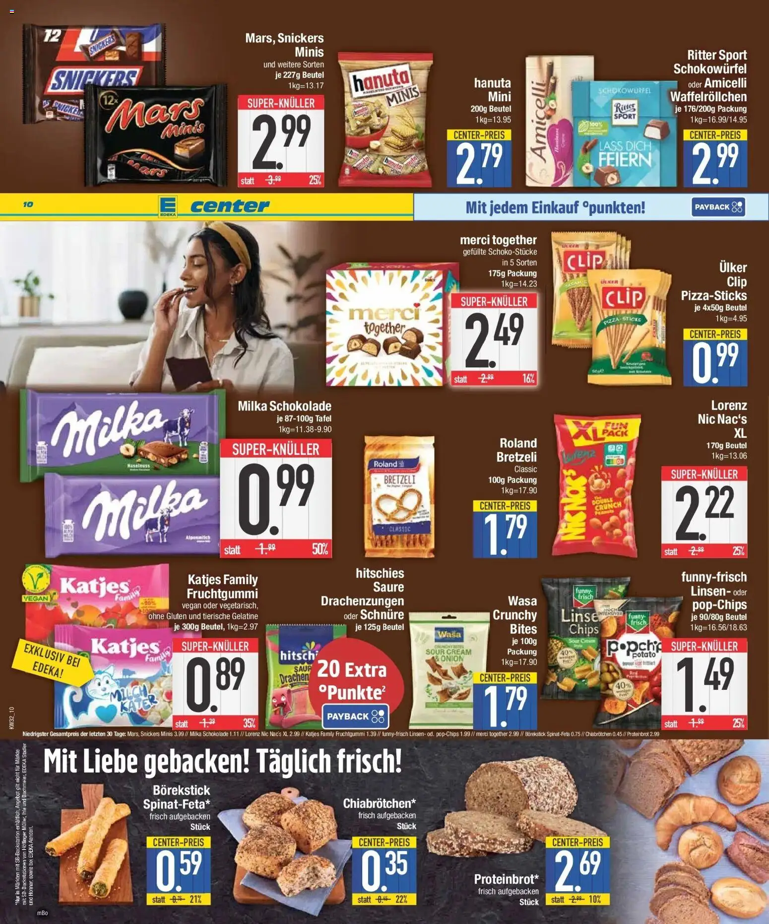E center Prospekt Weißenburg | Seite: 10 | Produkte: Ritter sport, Snickers, Mars, Chips