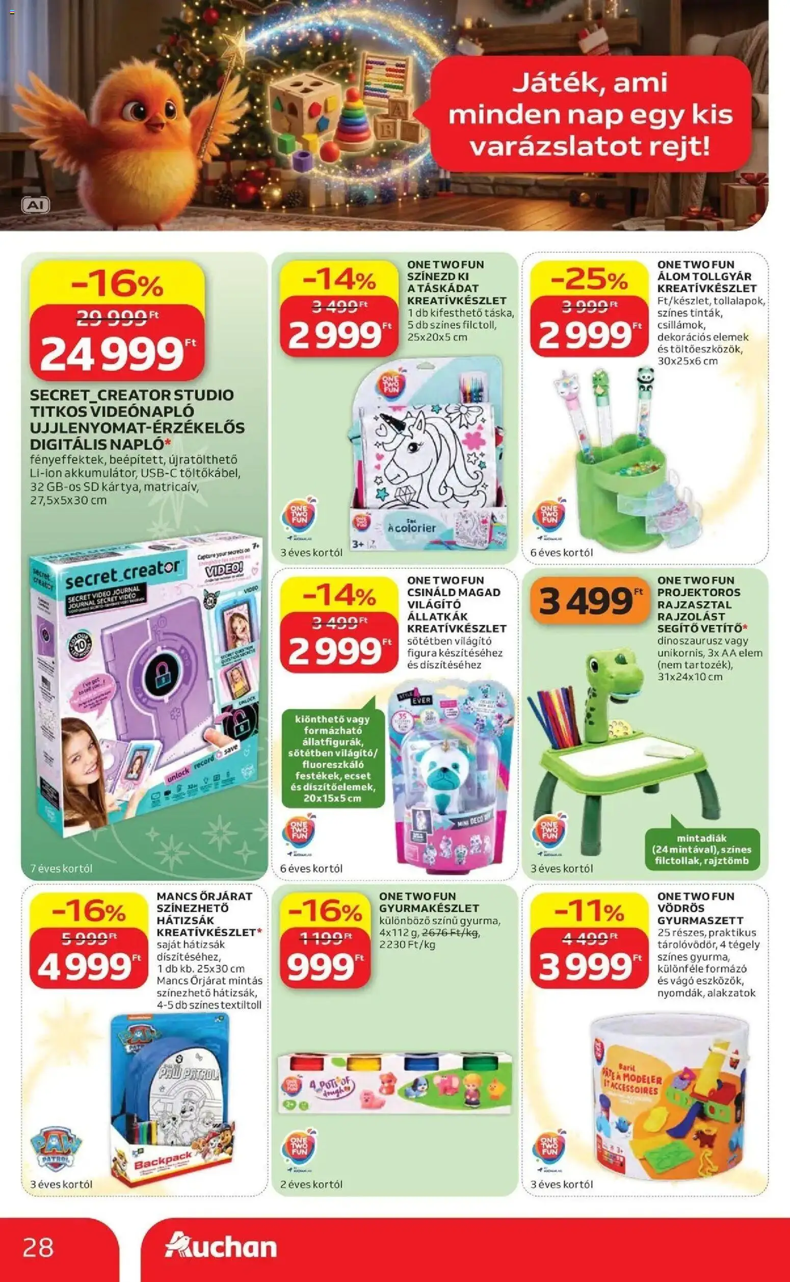 Auchan Karácsonyi ajánlataink Kecskemét - 2026.10.22. -tól/töl > akció, lapozható szórólap 🛍️ | Oldal: 28 | Termékek: Videó, Vágó, Ecset, Elem