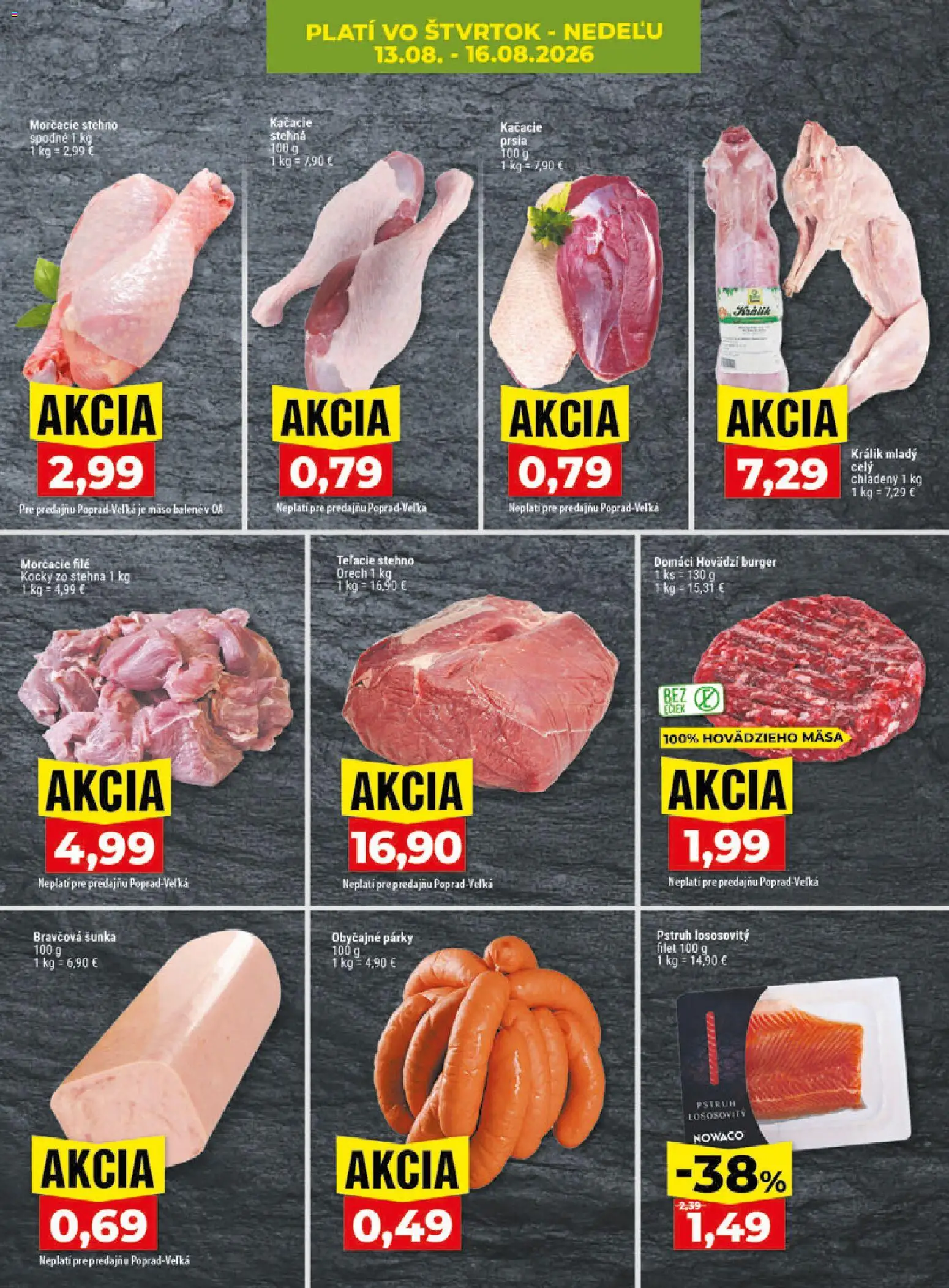 Nové Klas akcie – leták je platný od 10.08.2026 | Strana: 28 | Produkty: Šunka, Pstruh, Párky, Stehná