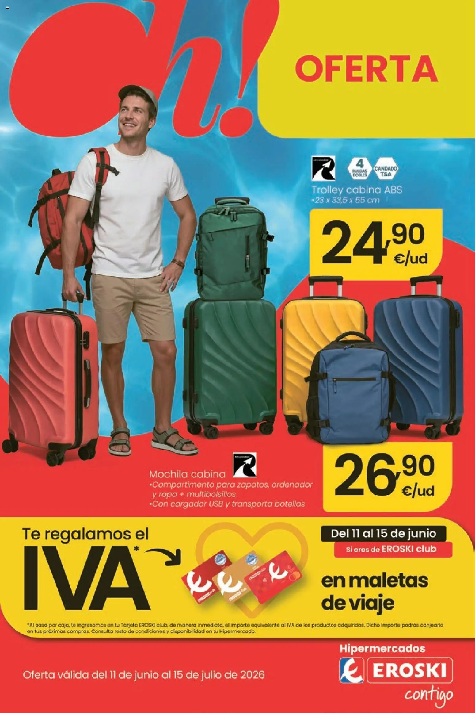 Eroski Oh! Oferta Pontevedra │ válido desde el 11.06.2026 | Página: 1 | Productos: Mochila, Té, Ordenador, Ropa