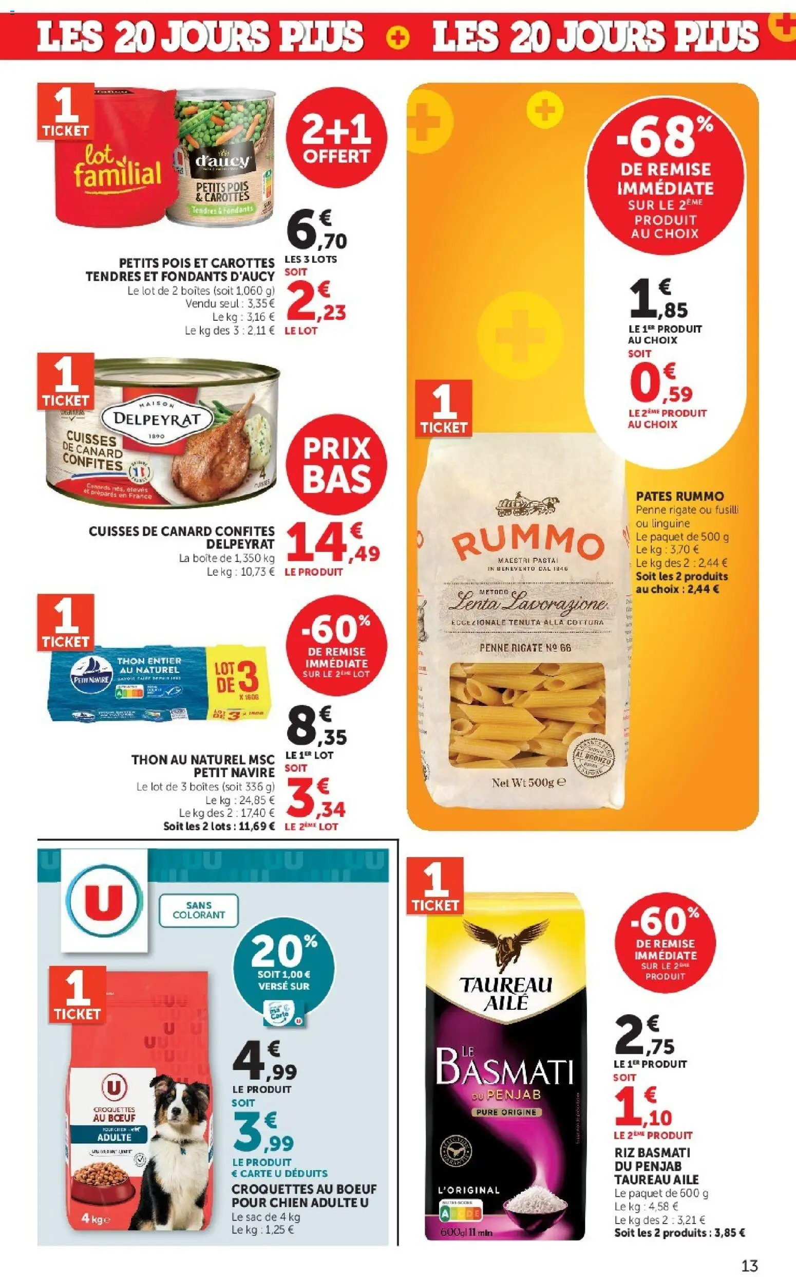 {H1} | Page: 13 | Produits: Carottes, Fusilli, Thon, Pois