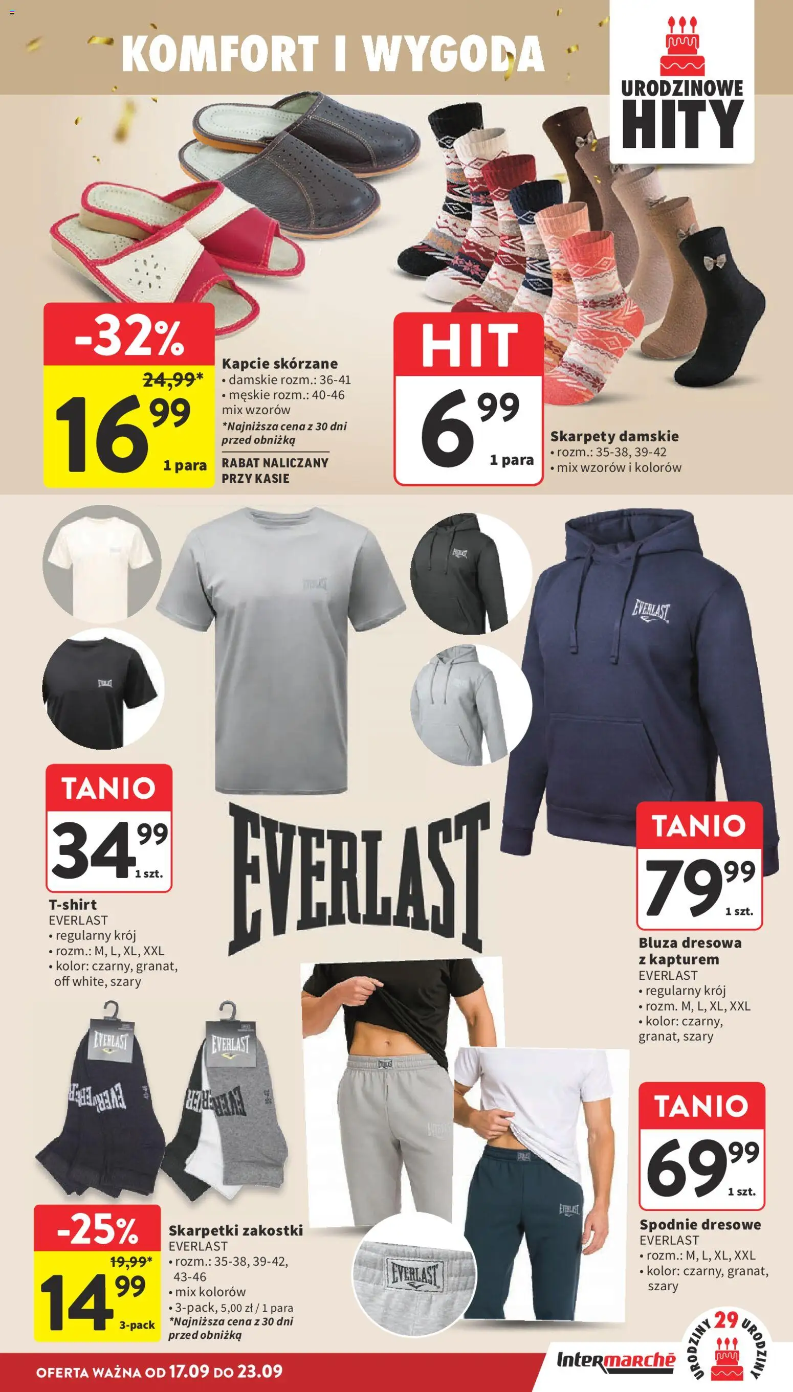 Intermarche gazetka od 17.09.2026 | Strona: 43 | Produkty: Spodnie, Skarpety, Kapcie, Skarpetki