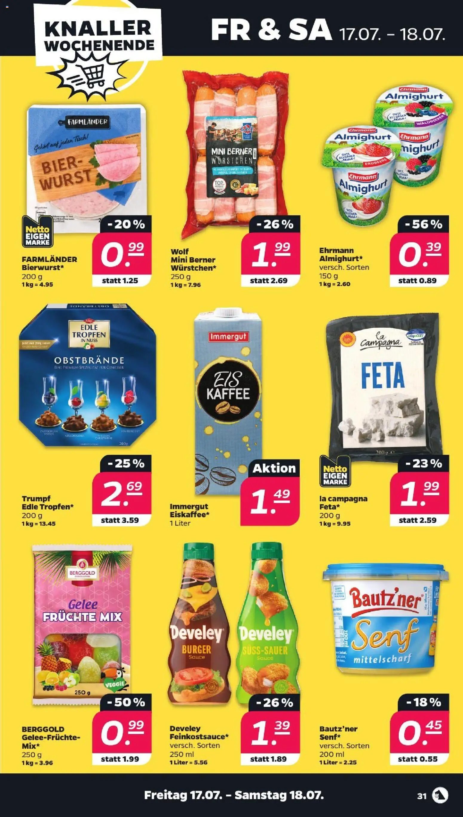 Netto Prospekt – gültig ab 13.07.2026 | Seite: 35 | Produkte: Feta, Bier, Zwetschgen, Wurst