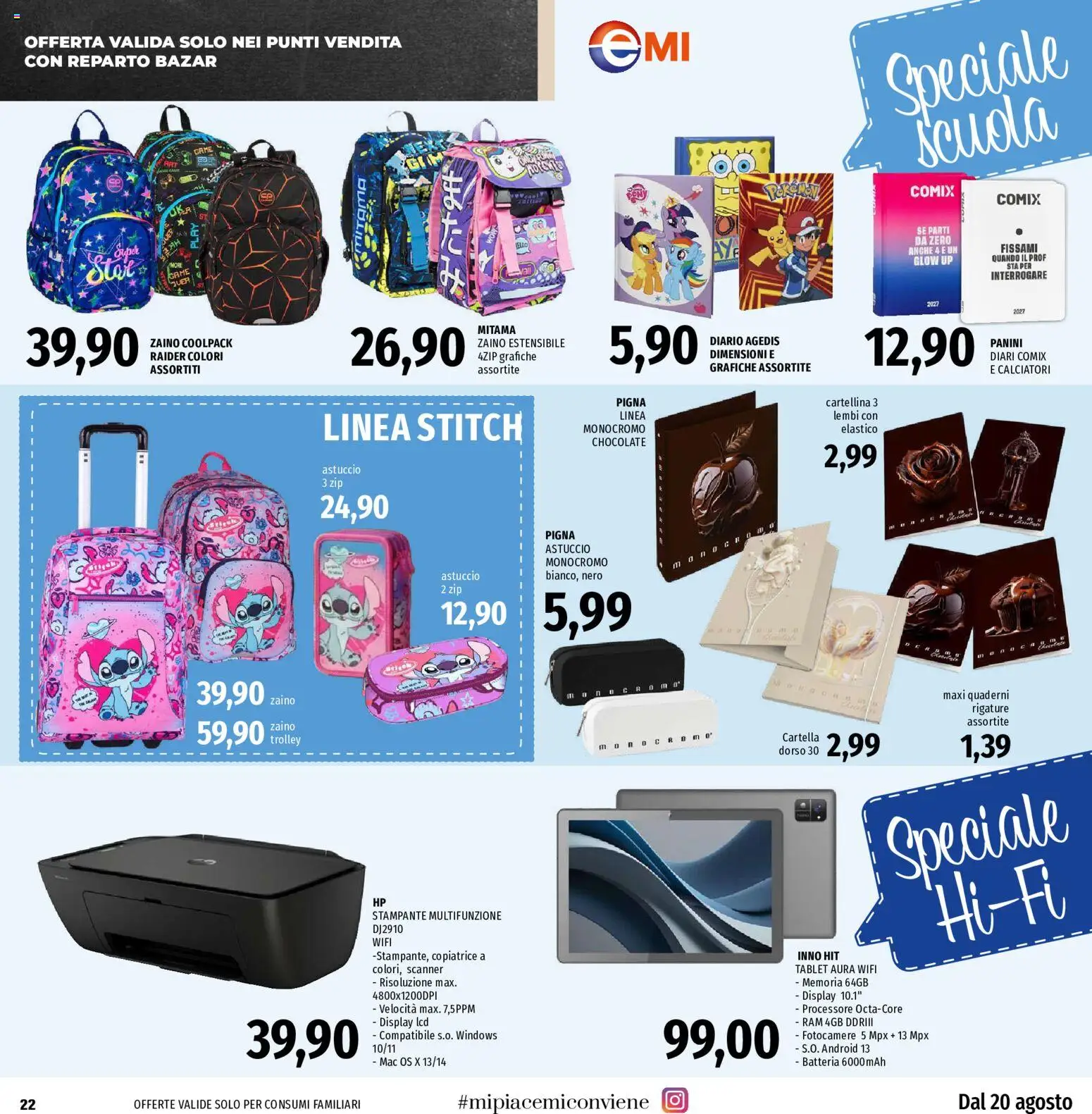 Volantino EMI del 20/08/2026 | Pagina: 22 | Prodotti: Tablet, Stampante, Trolley, Batteria