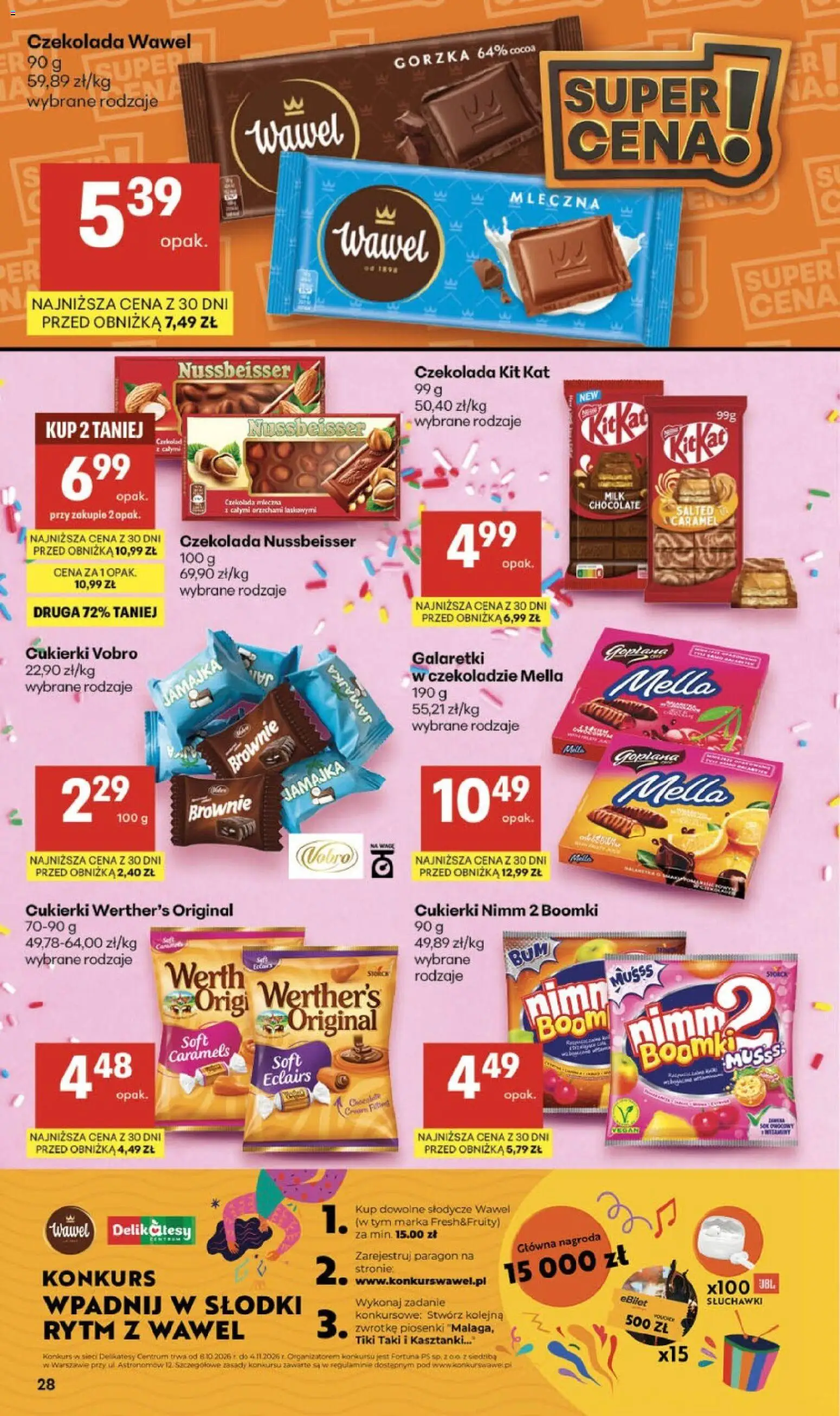 Delikatesy Centrum gazetka od 15.10.2026 | Strona: 28 | Produkty: Galaretki, Delikatesy, Czekolada, Brownie