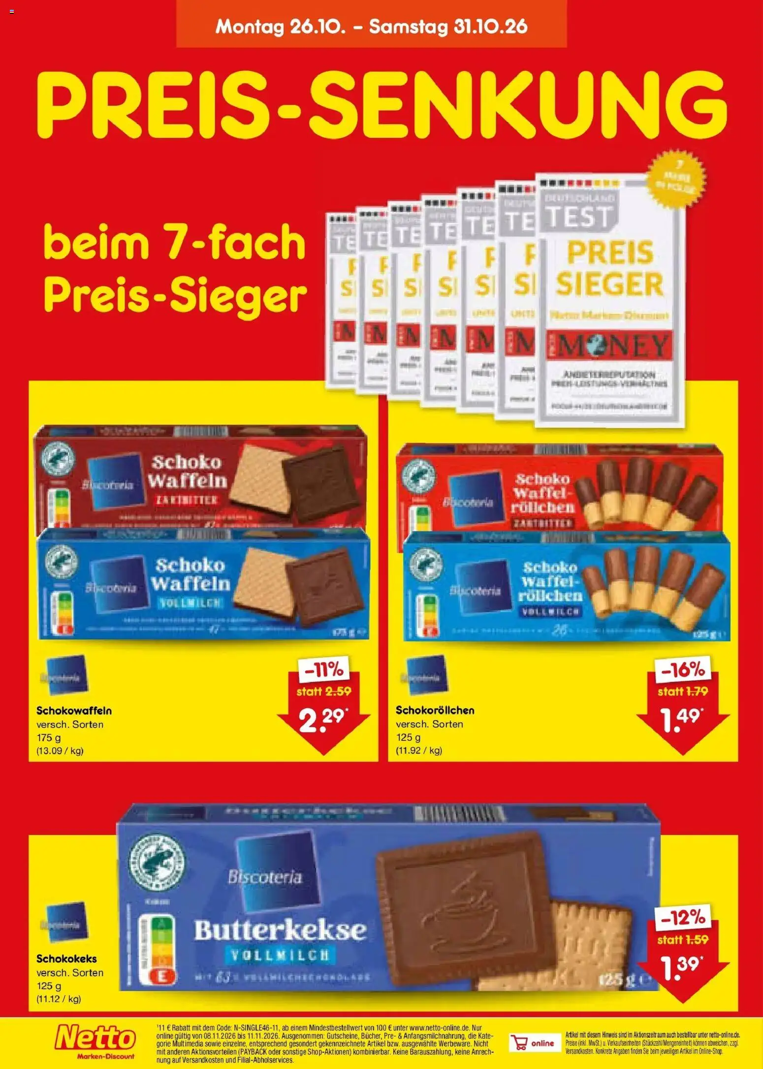 Netto Marken-Discount Prospekt Velden – gültig ab 26.10.2026 | Seite: 4 | Produkte: Waffeln, Butterkekse
