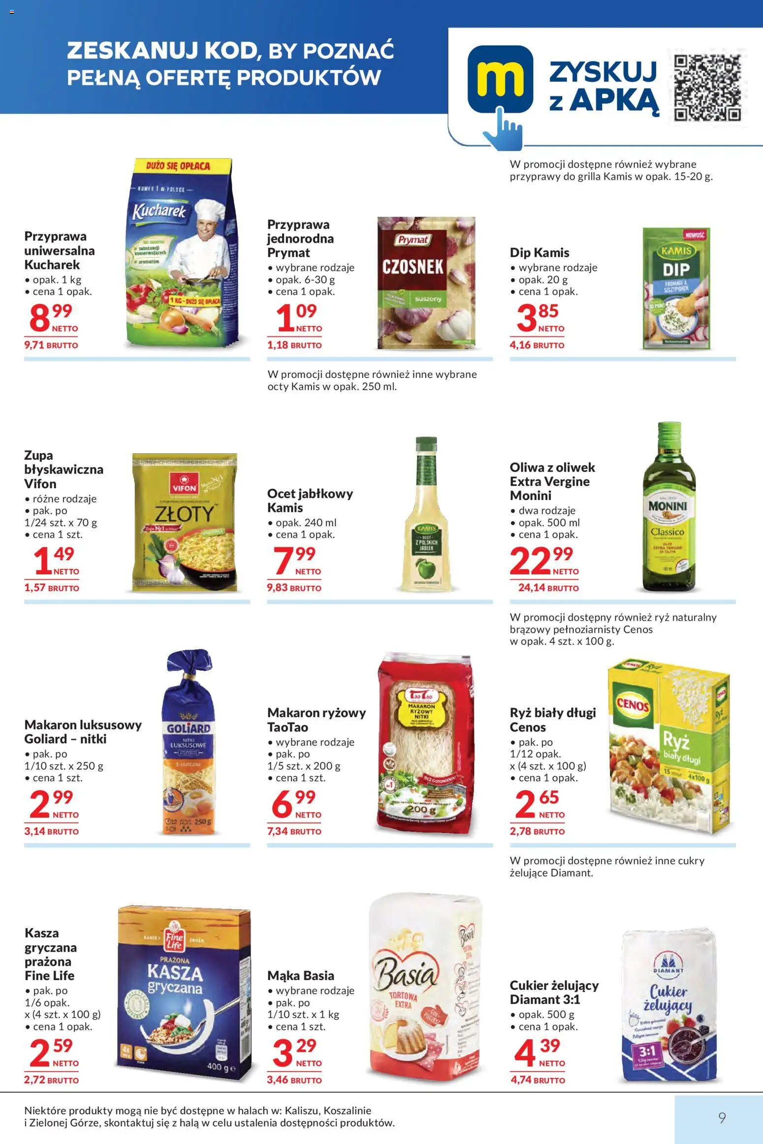 Makro gazetka od 04.08.2026 | Strona: 9 | Produkty: Kasza, Mąka basia, Cukier żelujący, Mąka