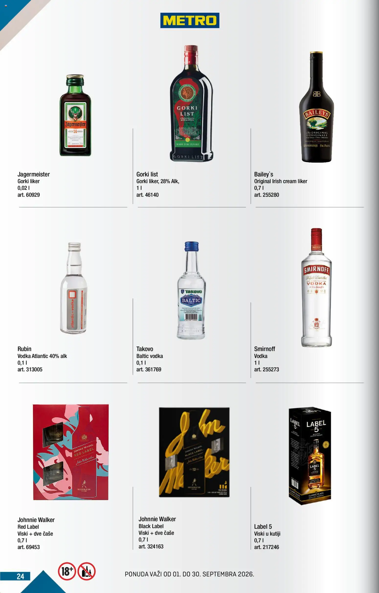 Metro katalog - važi od 01.09.2026 | Strana: 24 | Proizvode: Liker, List, Baileys, Jägermeister