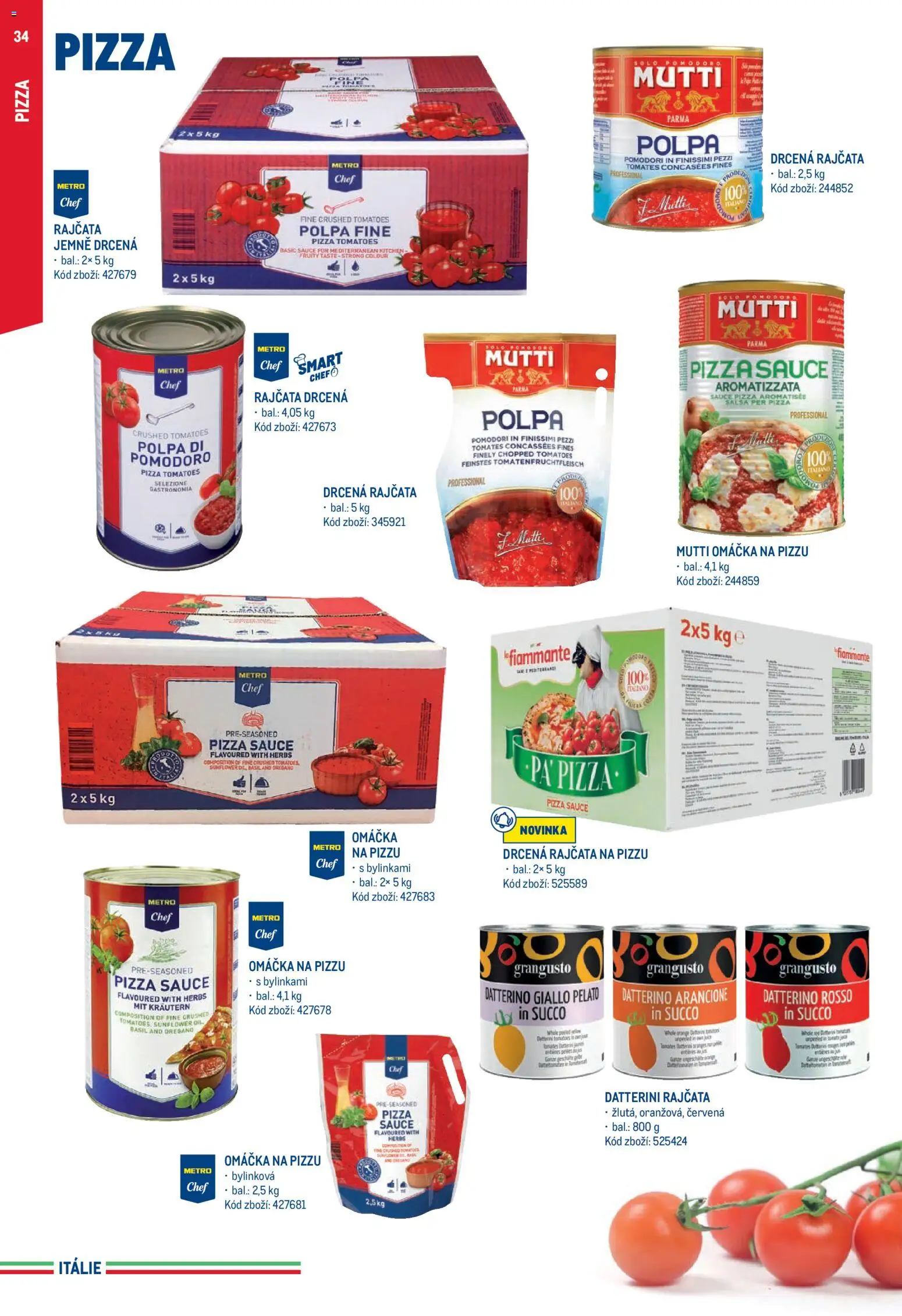 Makro leták - Itálie od 15.05.2026 | Strana: 34 | Produkty: Pizza, Rajčata