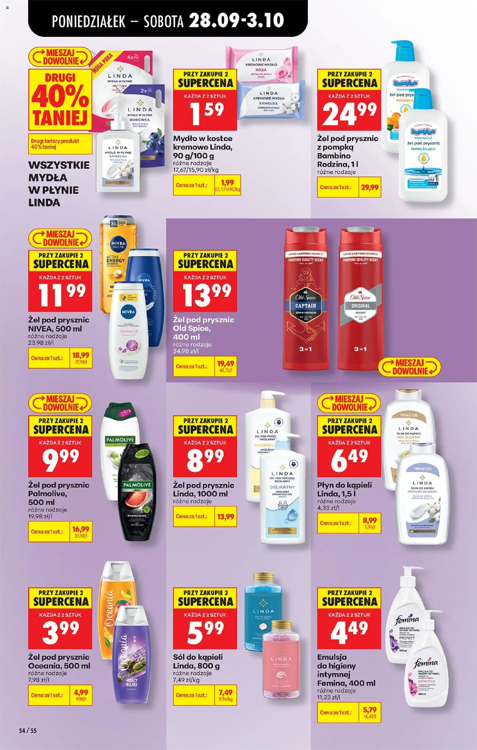 Biedronka Polsko leták - Codziennie niskie ceny od 28.09.2026 | Strana: 90 | Produkty: Mýdlo, Nivea, Pěna, Old Spice