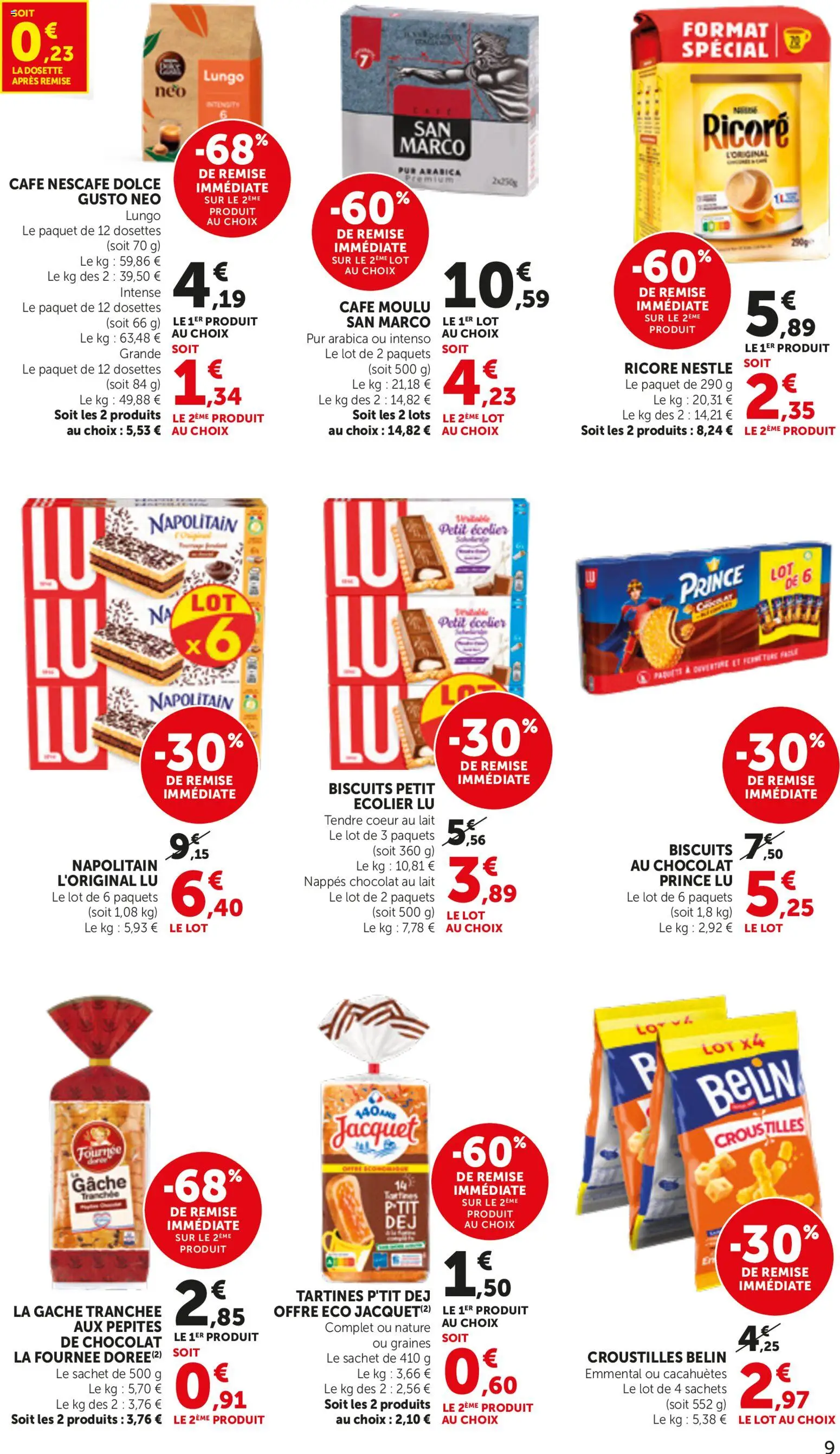 {H1} | Page: 9 | Produits: Ricoré, Lait, Café, Gache tranchée