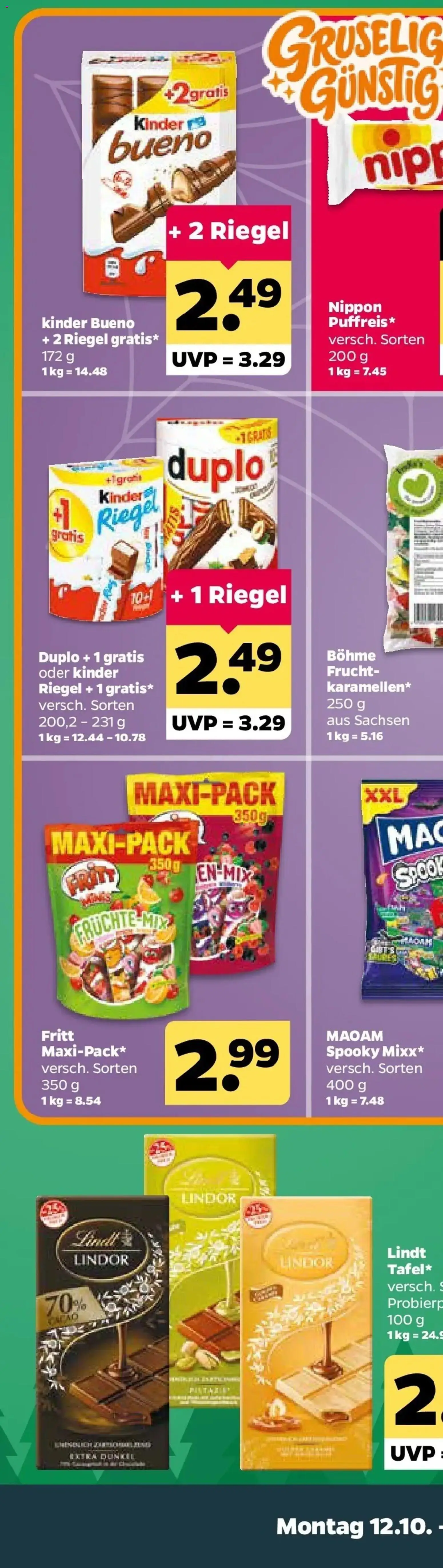 Netto Aktueller Prospekt ab 12.10.2026 → Angebote nächste Woche | Seite: 27 | Produkte: Kinder bueno, Kinder riegel, Lindor, Lindt