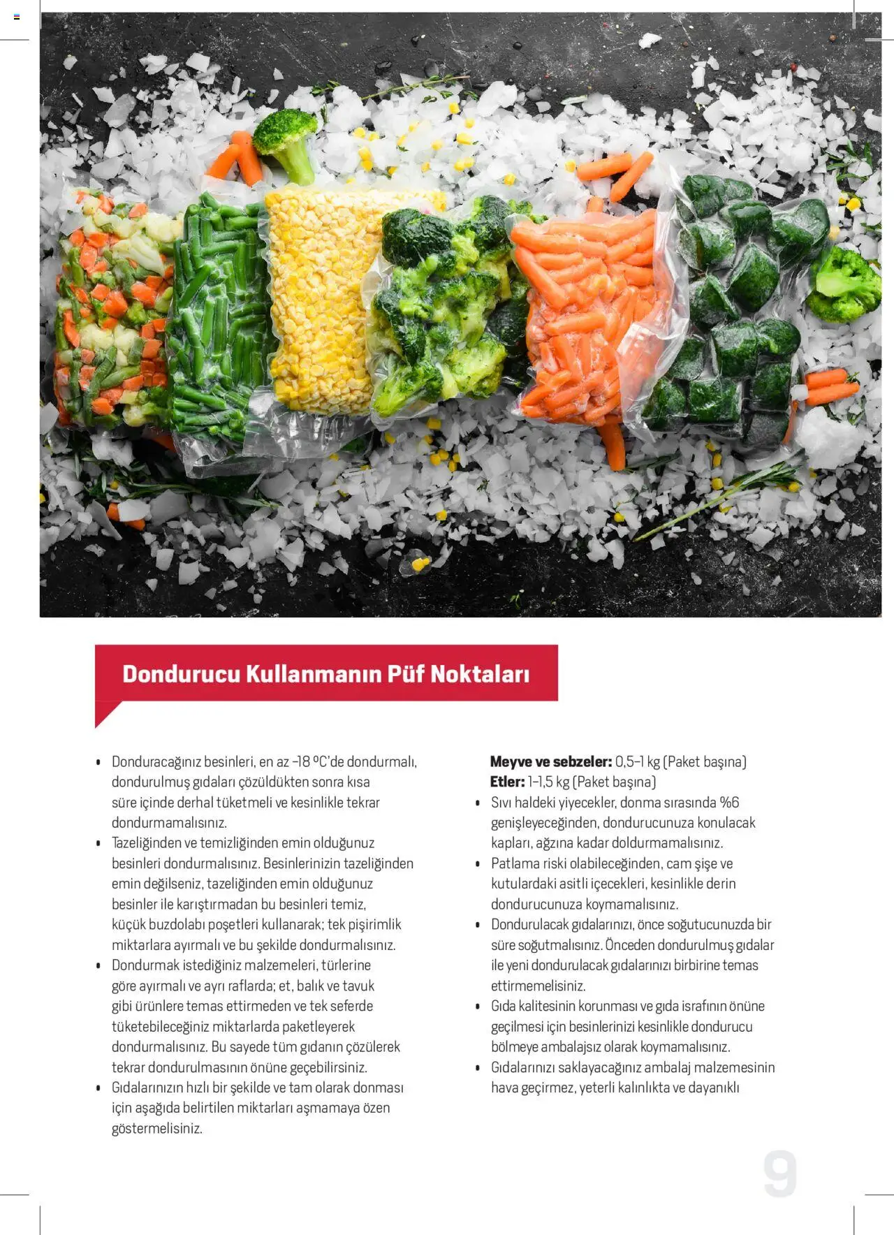 Arçelik Katalog - Dondurucu Kullanımında Püf Noktaları - 16 Mart 2023 tarihinden itibaren geçerlidir | Sayfa: 9