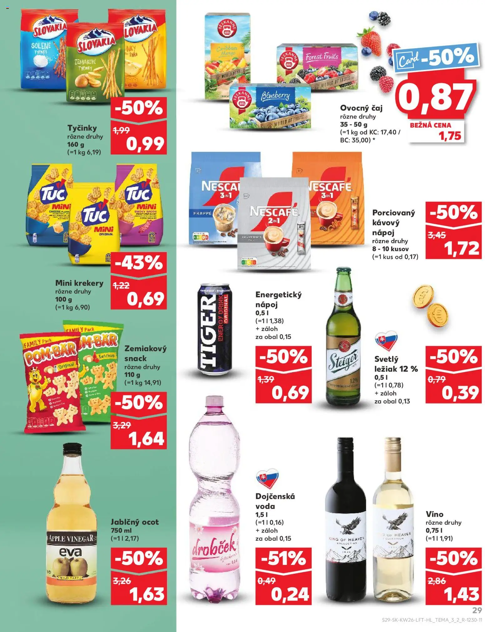 Nové Kaufland akcie – leták je platný od 25.06.2026 | Strana: 29 | Produkty: Víno, Čaj, Apple, Jablčný ocot