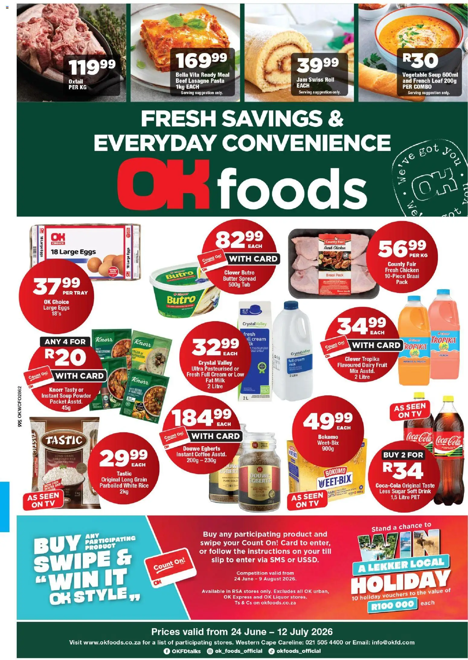 New OK Foods catalogue – valid from 24/06/2026 | Page: 1 | Products: Butter, Beef, Fruit, Mango