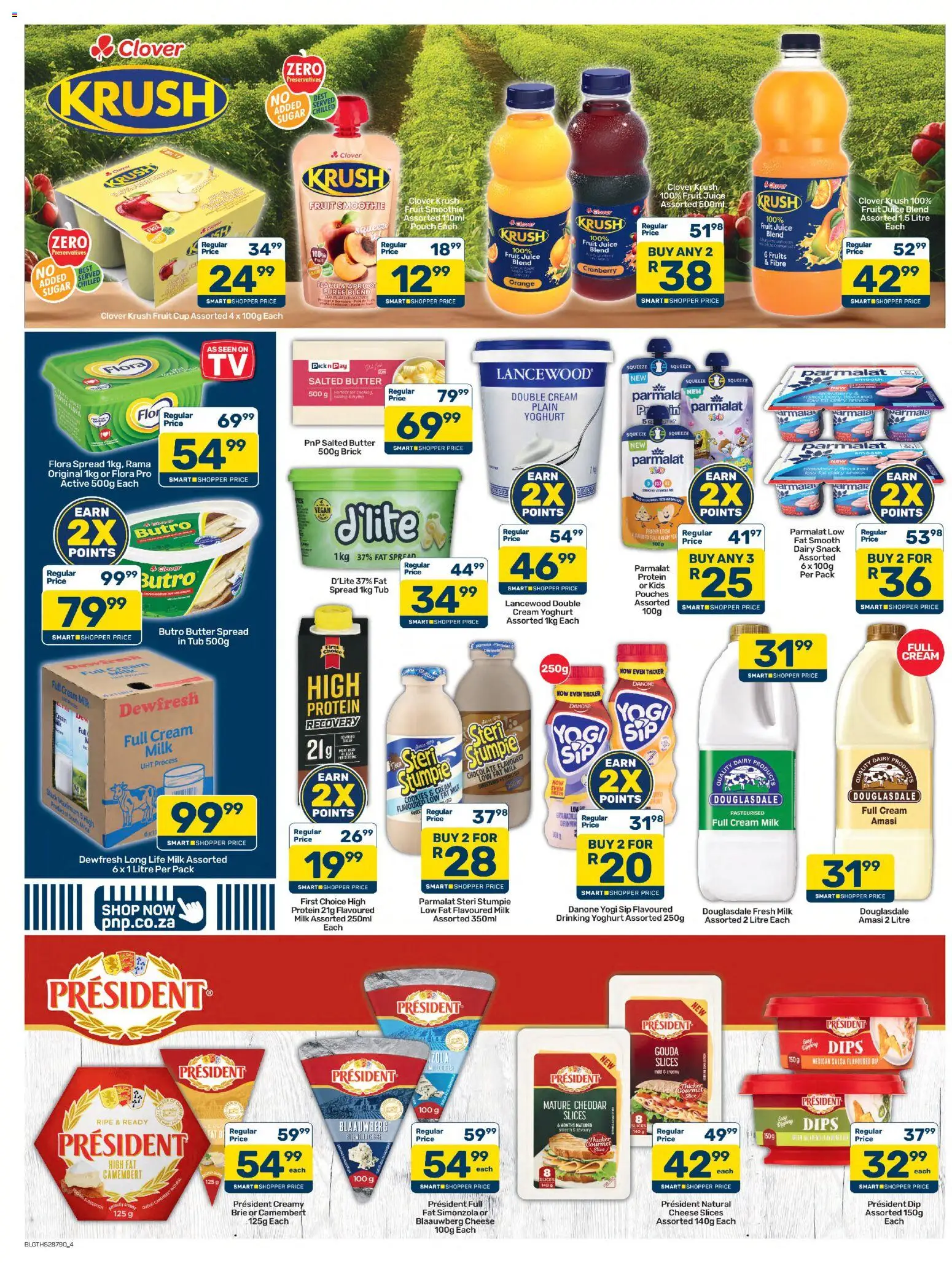 New Pick n Pay catalogue – valid from 25/09/2026 | Page: 4 | Products: Yoghurt, Pouches, Milk, Fruit
