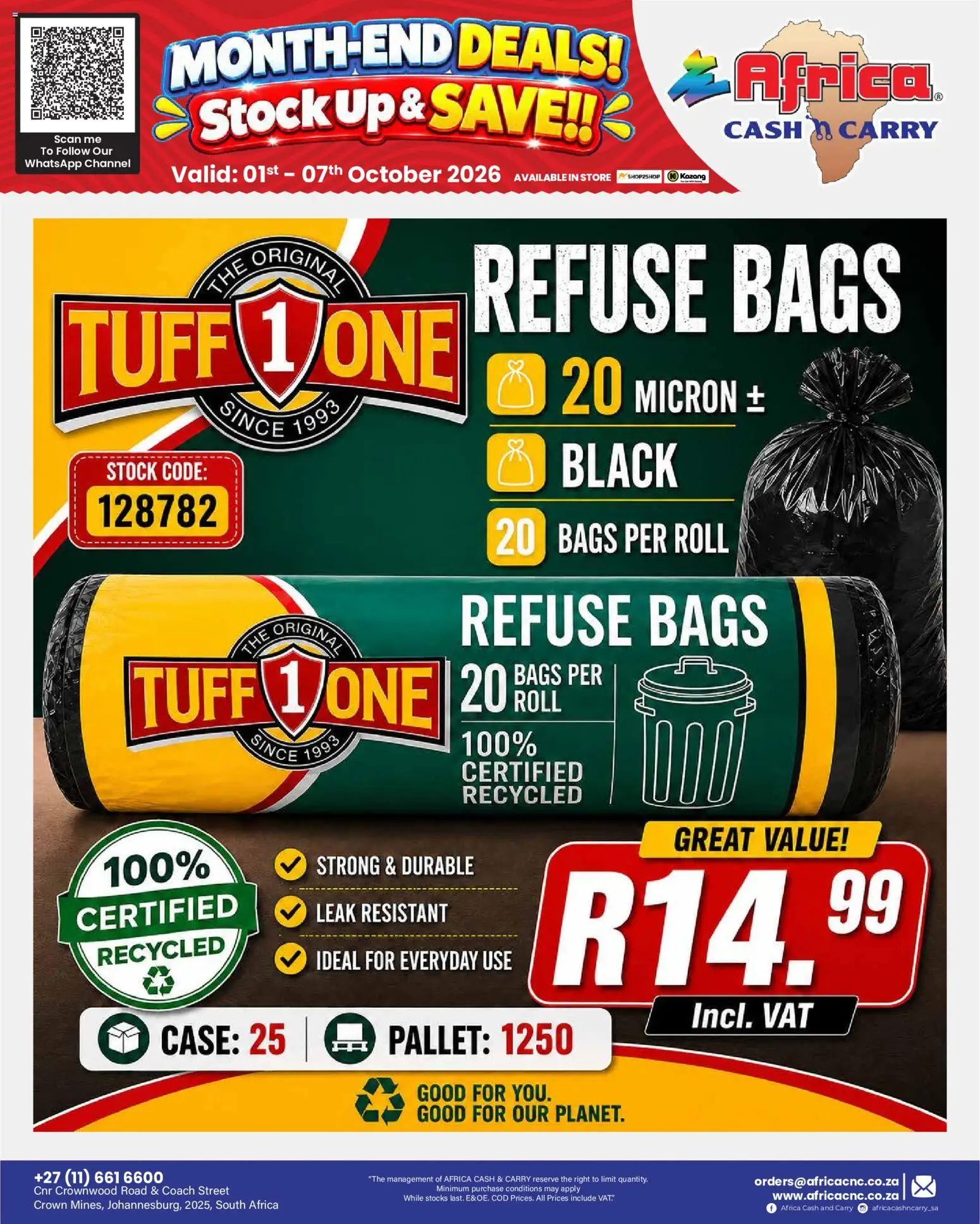 New Africa Cash & Carry catalogue – valid from 01/10/2026 | Page: 59 | Products: Case, Refuse bags, Stock