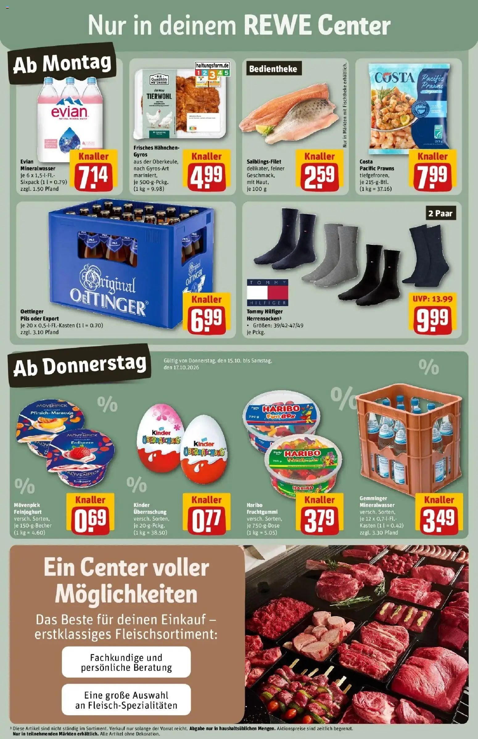 REWE Prospekt ab 12.10.2026 zum Blättern » Angebote | Seite: 3 | Produkte: Hahnchen, Pils, Tür, Pfirsich