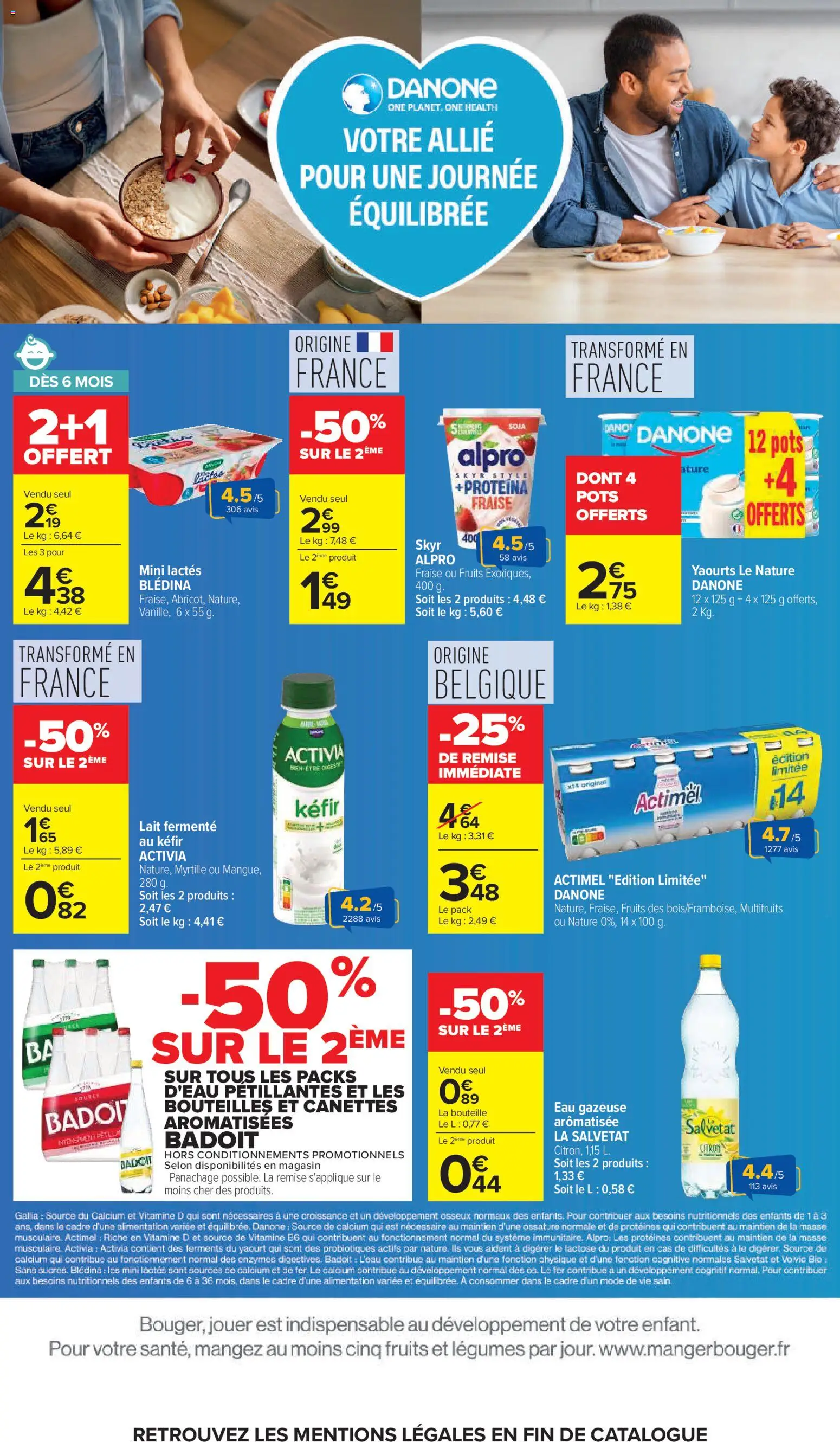 {H1} | Page: 36 | Produits: Salvetat, Actimel, Bouteille, Yaourt